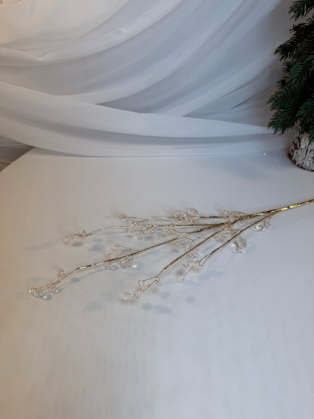 Creangă Decorativă cu Mărgele Transparente și Tijă Aurie, 73 cm 0427-4