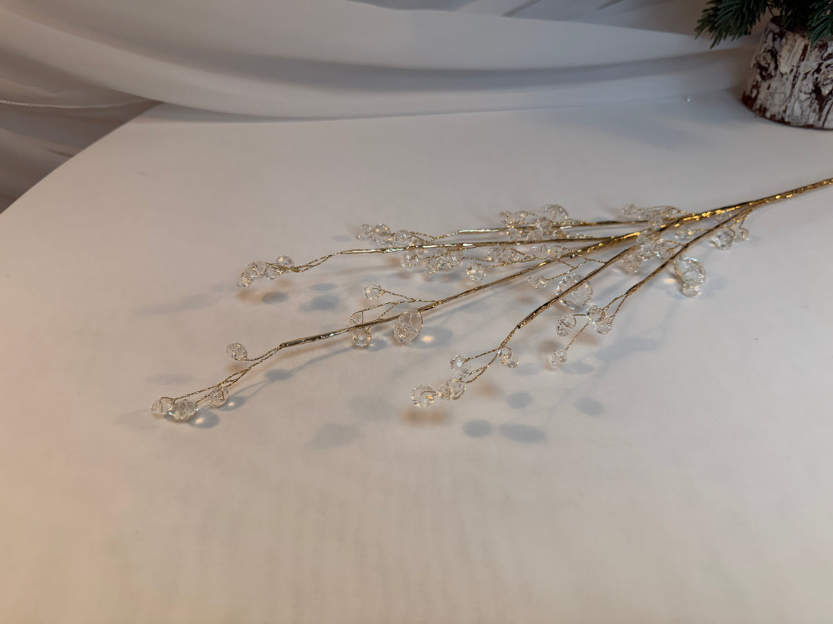 Creangă Decorativă cu Mărgele Transparente și Tijă Aurie, 73 cm 0427-4
