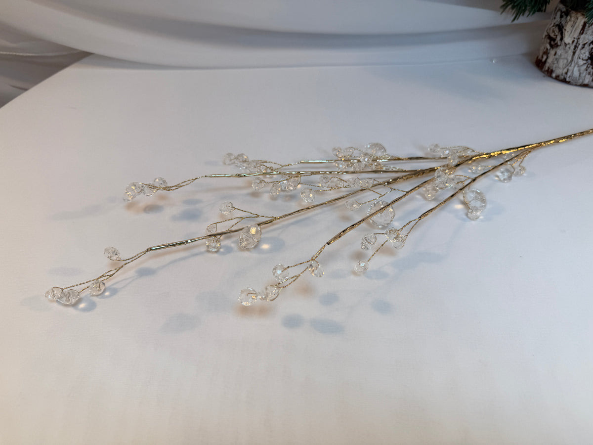 Creangă Decorativă cu Mărgele Transparente și Tijă Aurie, 73 cm 0427-4