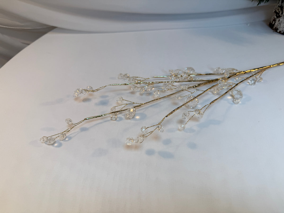 Creangă Decorativă cu Mărgele Transparente și Tijă Aurie, 73 cm 0427-4