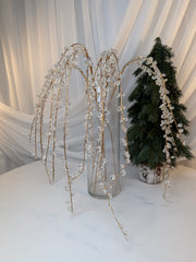 Creangă Decorativă Curgătoare cu Mărgele Transparente și Tijă Aurie, 100 cm 0427-3