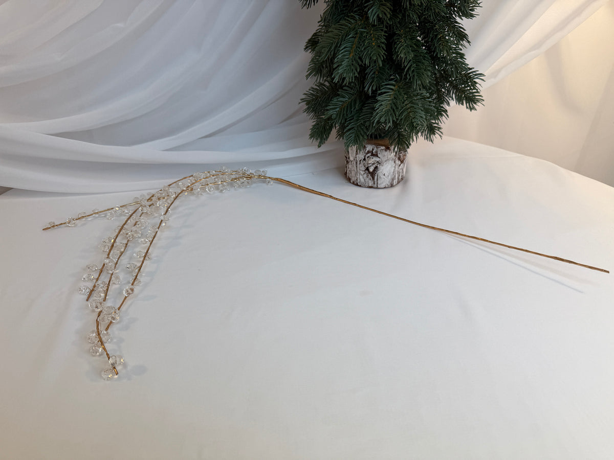Creangă Decorativă Curgătoare cu Mărgele Transparente și Tijă Aurie, 100 cm 0427-3