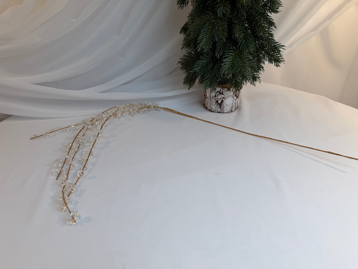 Creangă Decorativă Curgătoare cu Mărgele Transparente și Tijă Aurie, 100 cm 0427-3