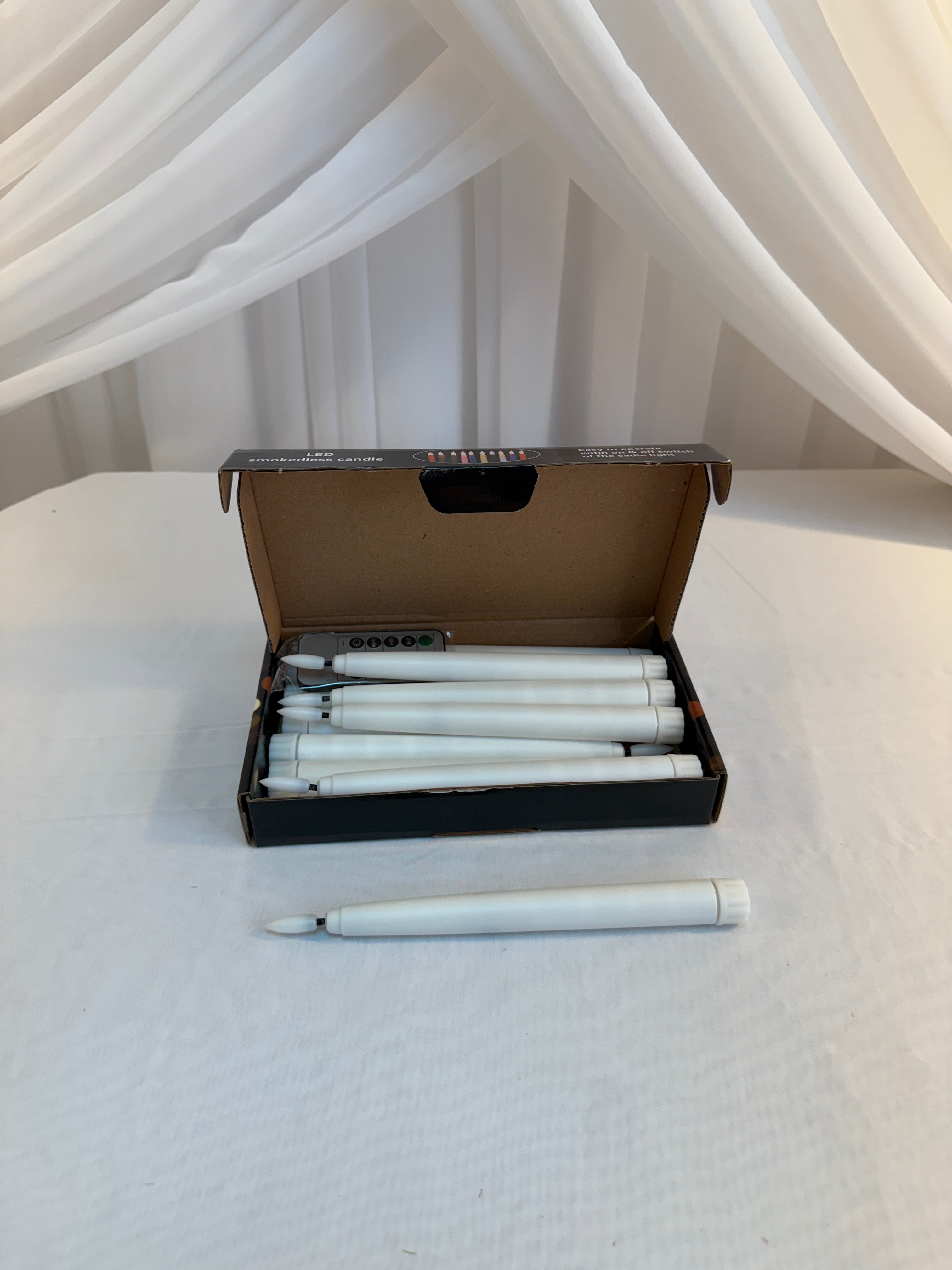 Lumanari Din Plastic 12/set 2cm/21cm Cu Telecomanda Alb