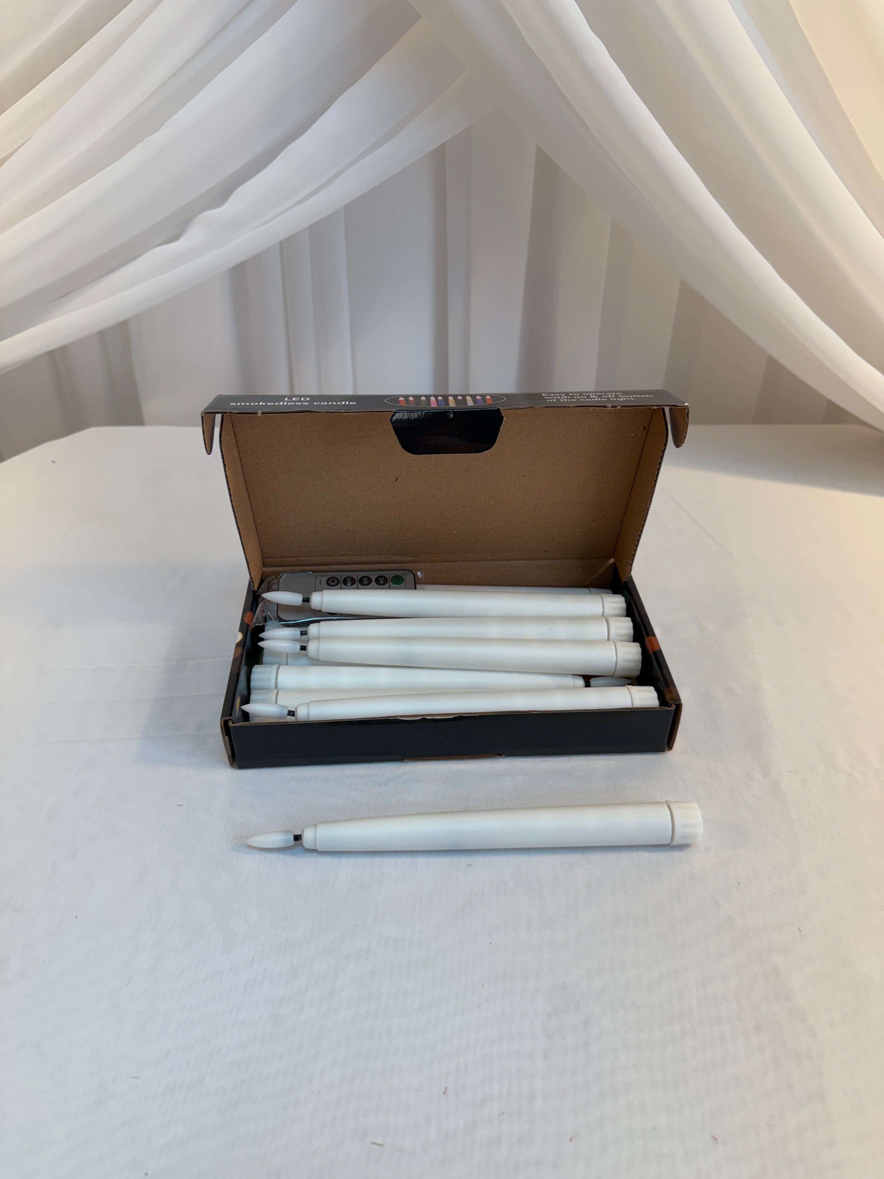 Lumanari Din Plastic 12/set 2cm/21cm Cu Telecomanda Alb