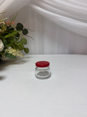 Borcanel Sticla Rotund cu Capac Metal Rosu 50ml
