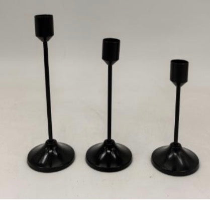 Suport Lumanare Cu Picior 3/set Negru