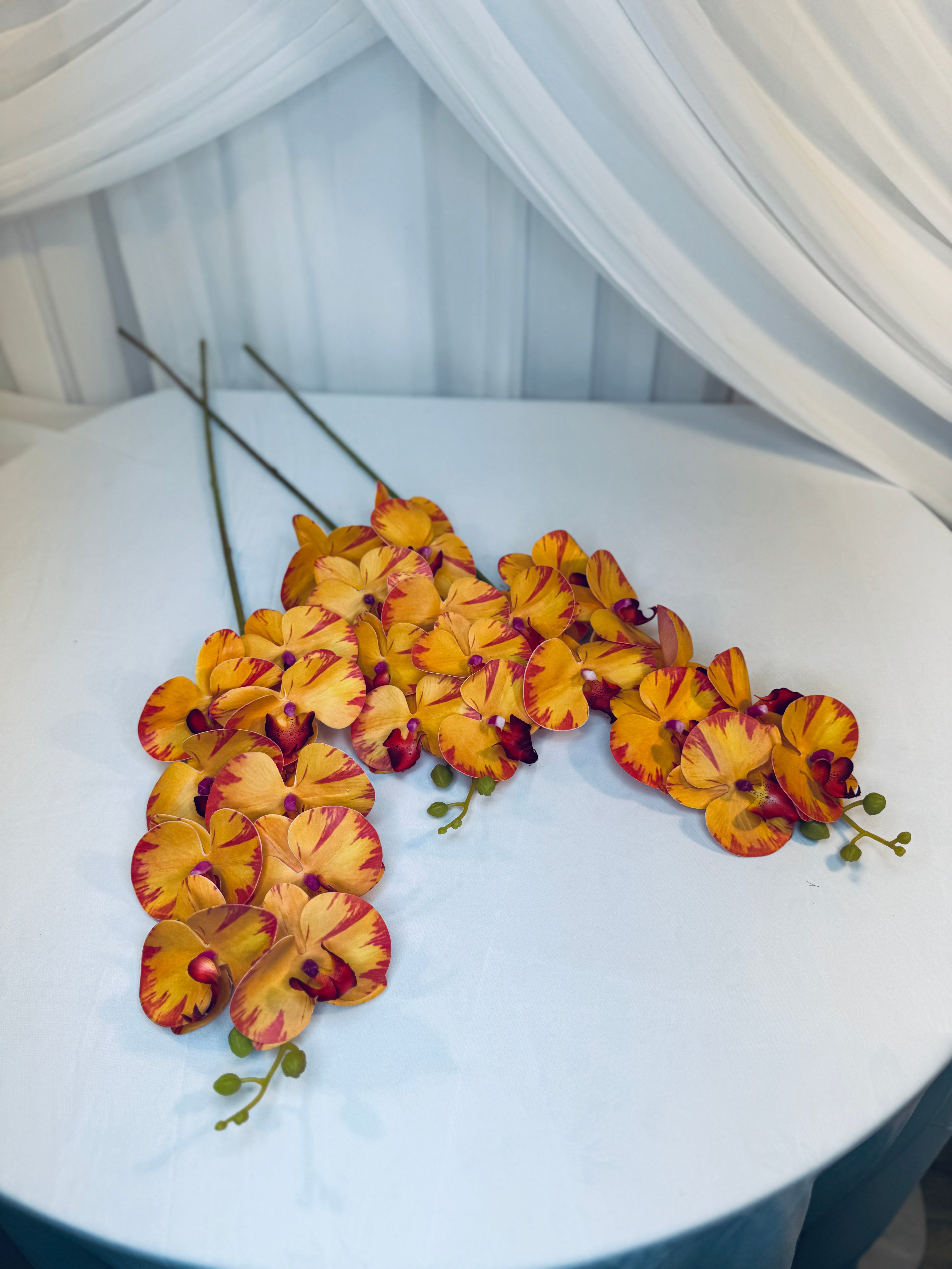 Orhidee artificiala 9 flori 27 Portocaliu