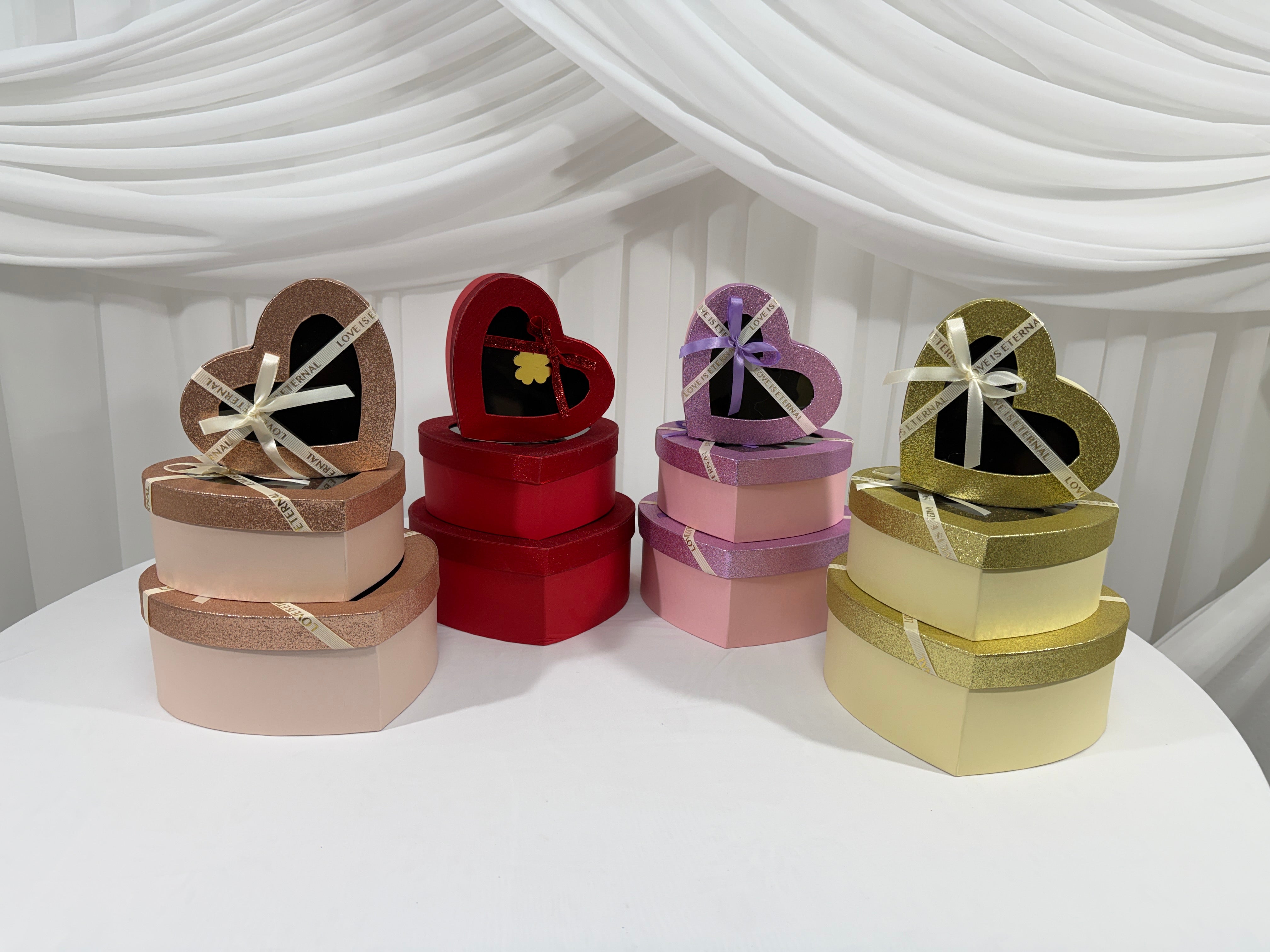 Cutii Cadou Inima Cu Fereastra 3/set