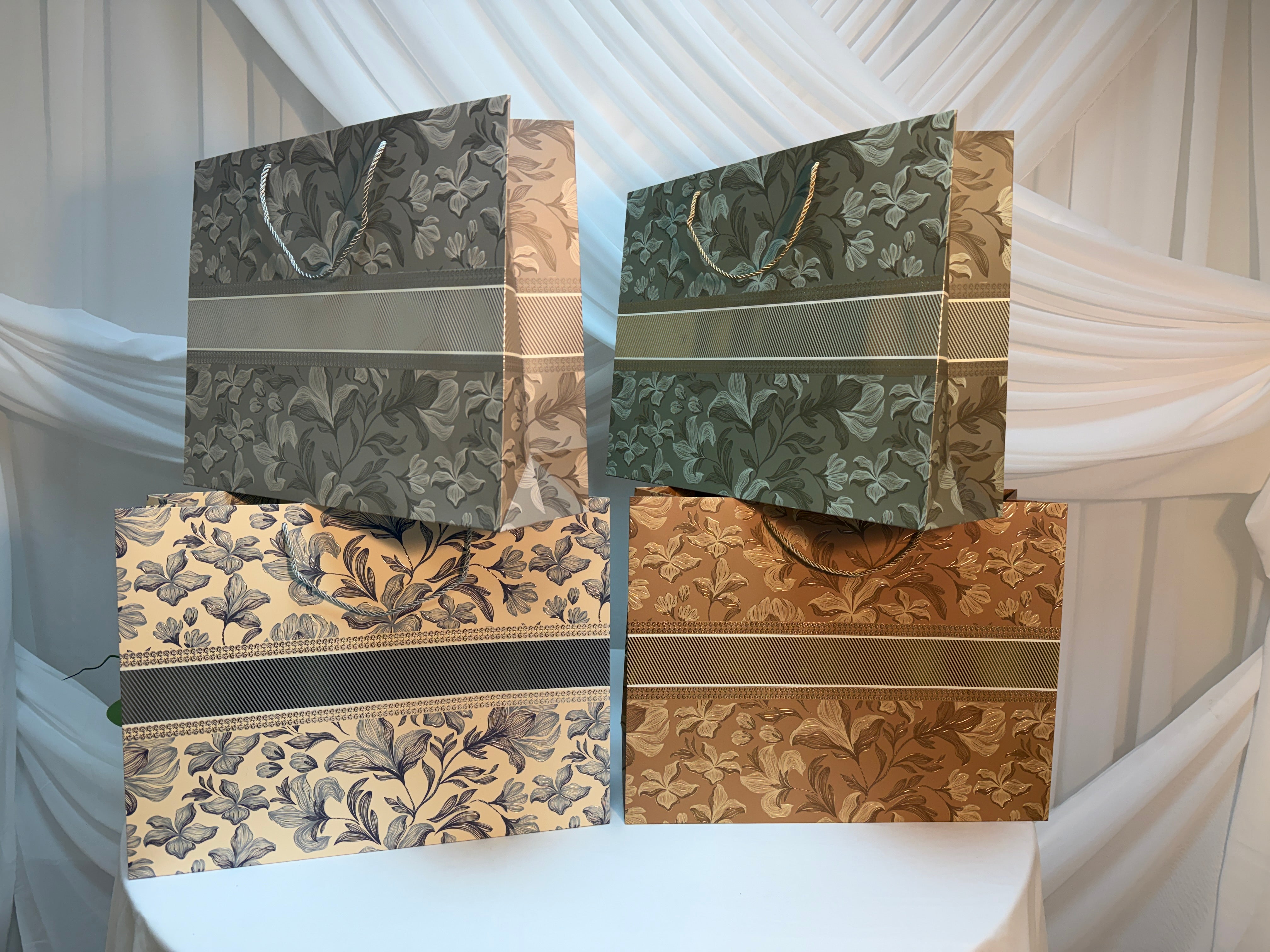 Pungi Cadou Orizontale Verde, Bej 12/set 45x24x12cm