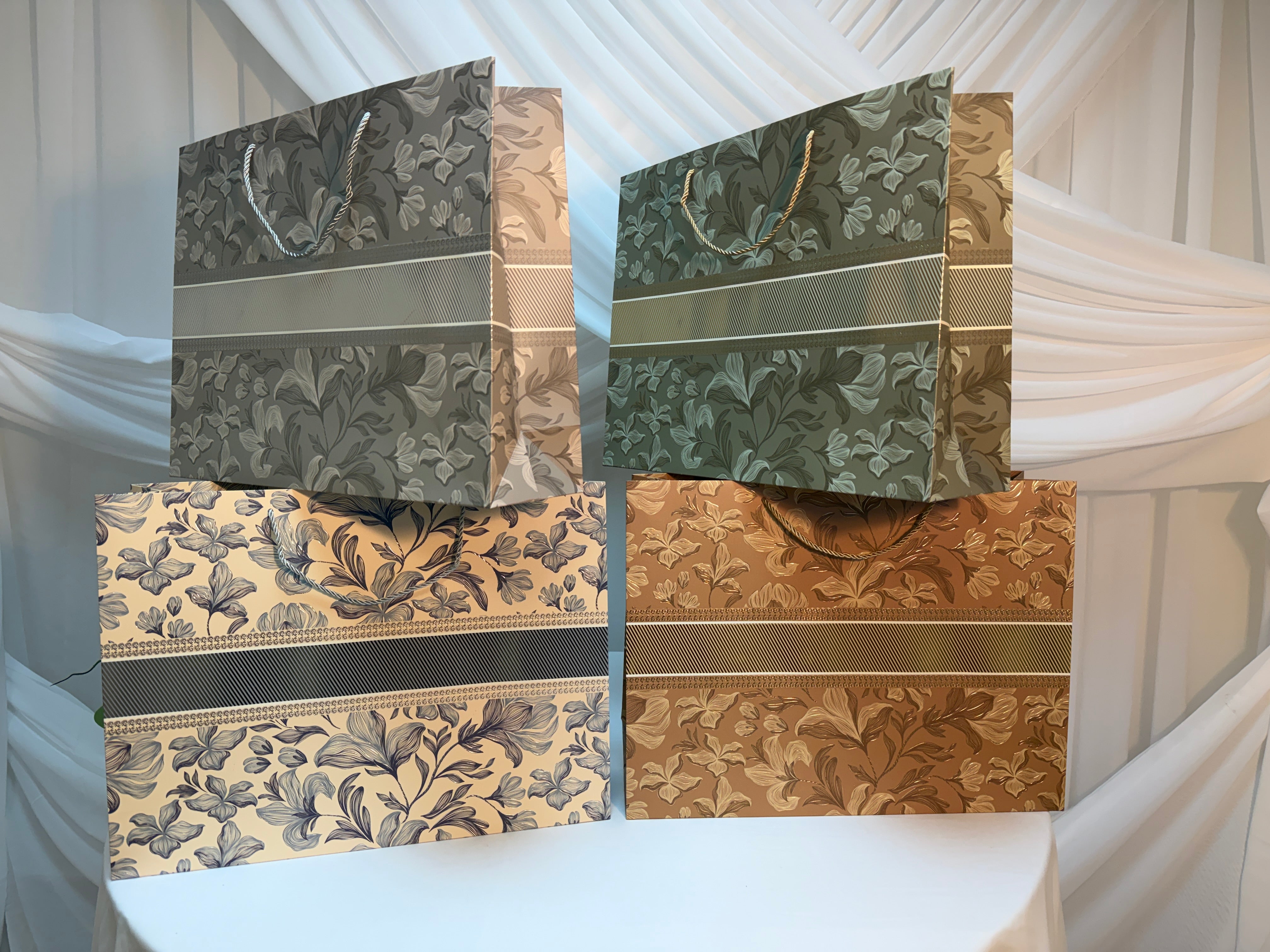 Pungi Cadou Orizontale Verde, Bej 12/set 45x24x12cm