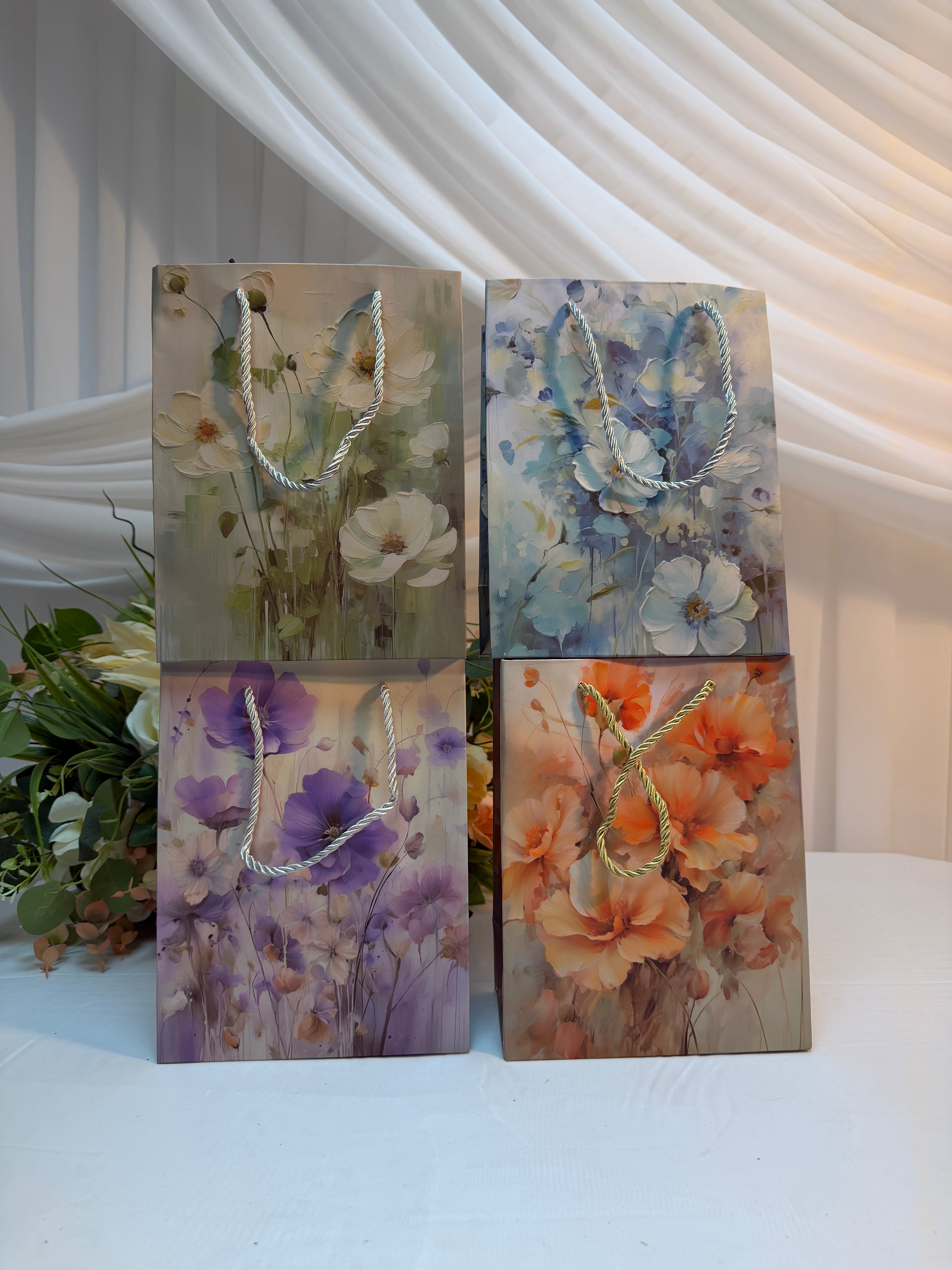 Pungi cadou cu maci pastelate 12/set