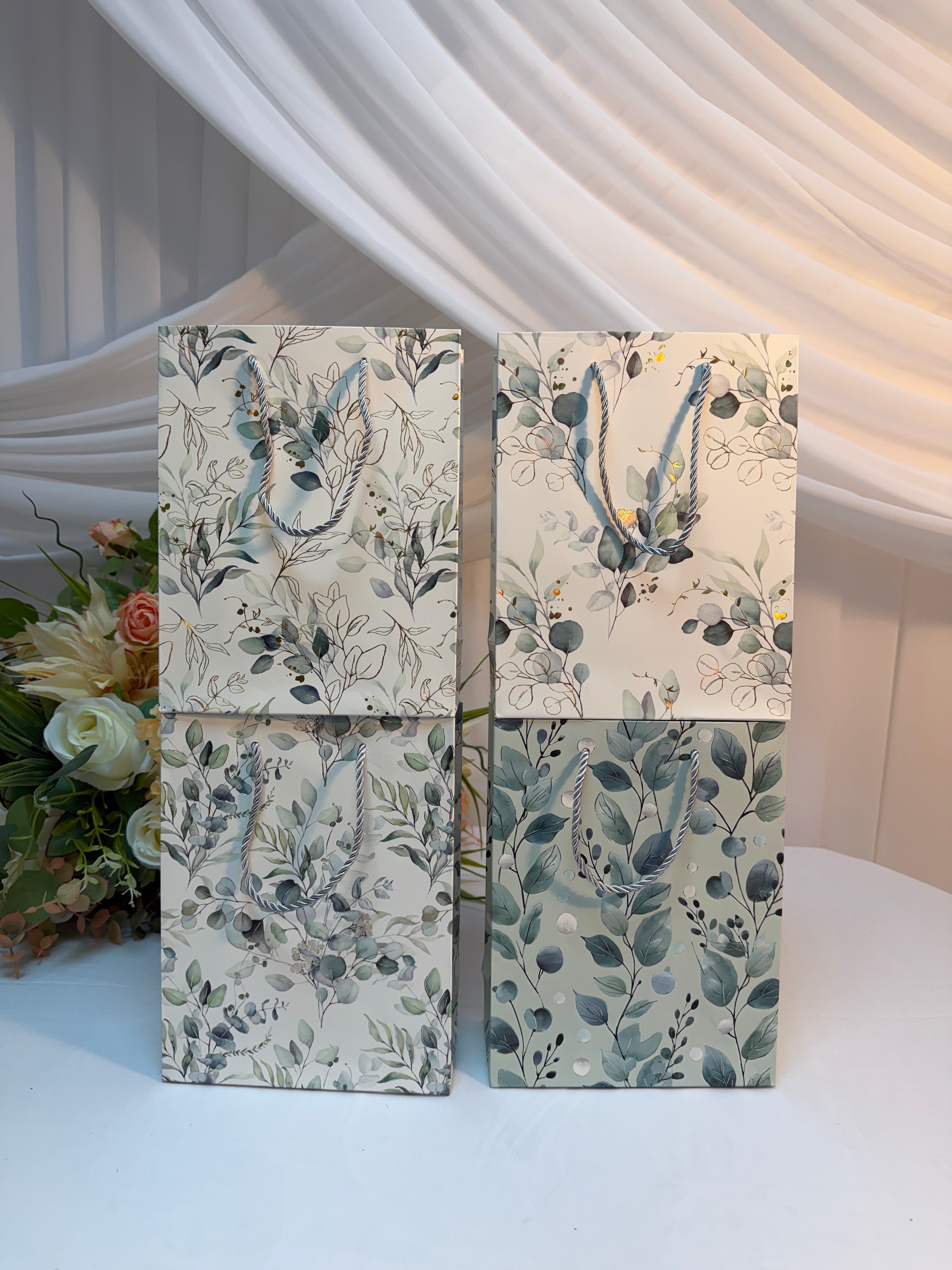 Pungi Cadou Alb-Verde 12/set