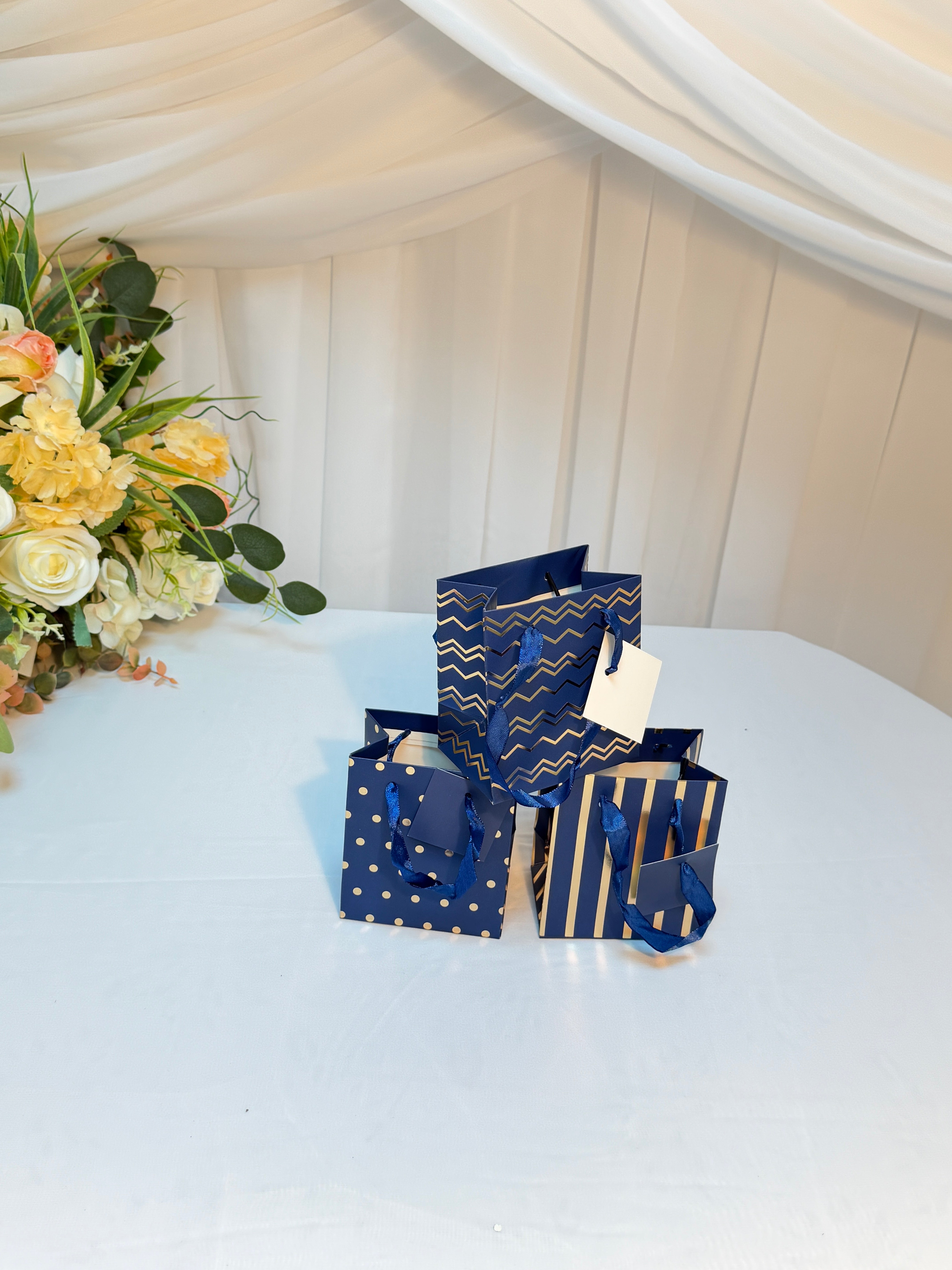 Pungi Cadou Buline Aurii 11,5x10x7cm 12/set Albastru