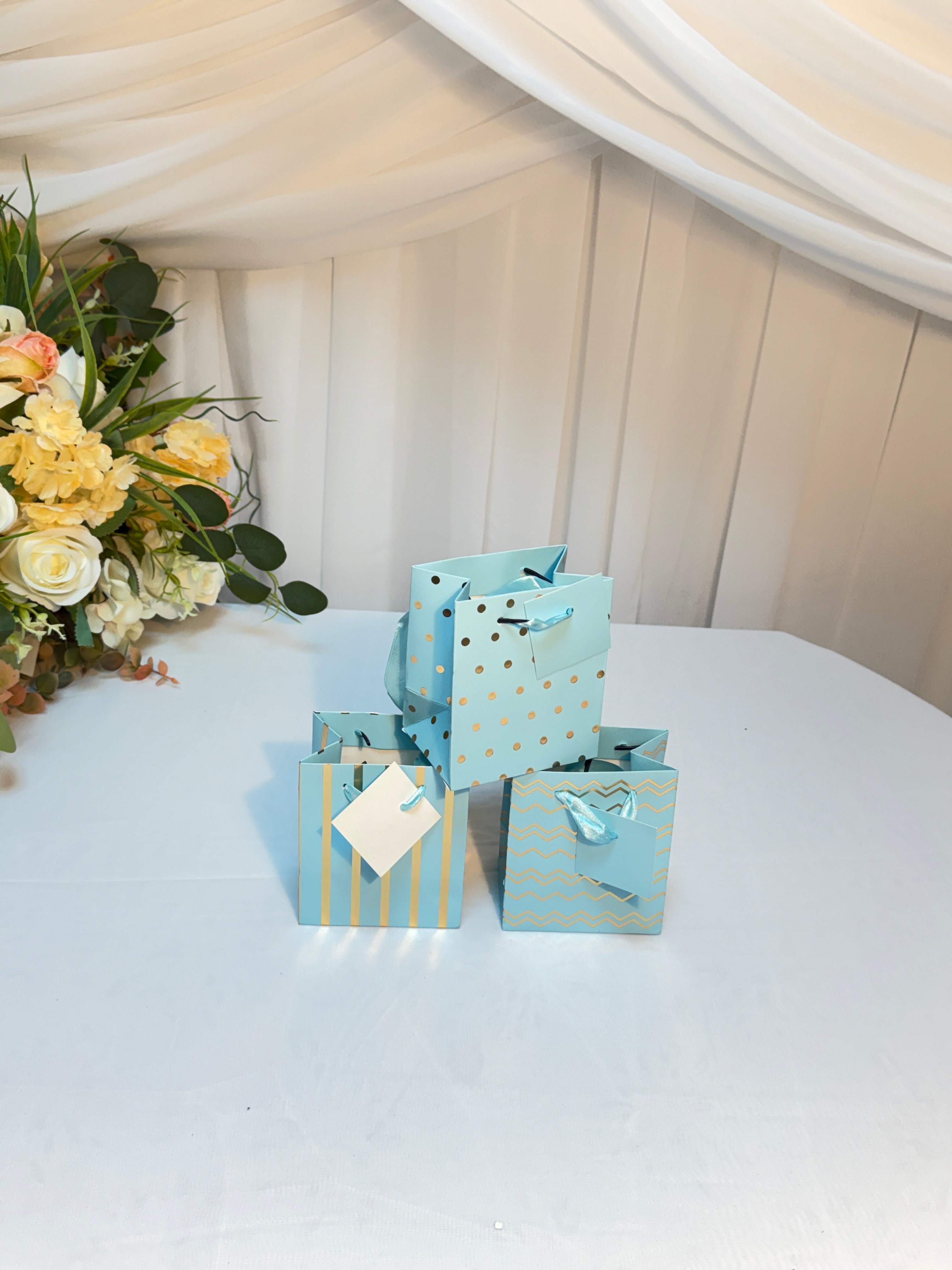 Pungi Cadou Buline Aurii 11,5x10x7cm 12/set Bleu