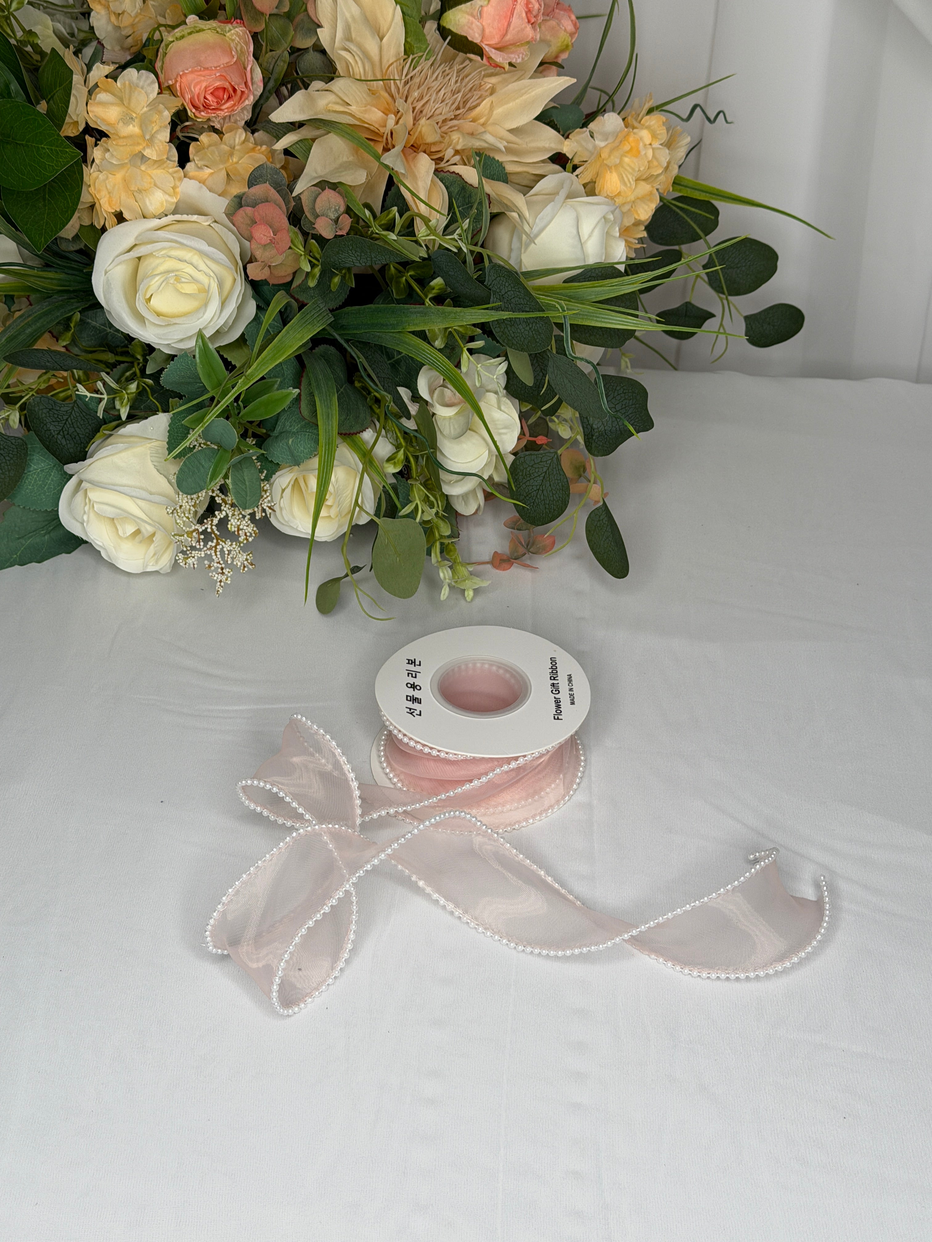 Panglica Organza Perle Margini 4cm-9metri