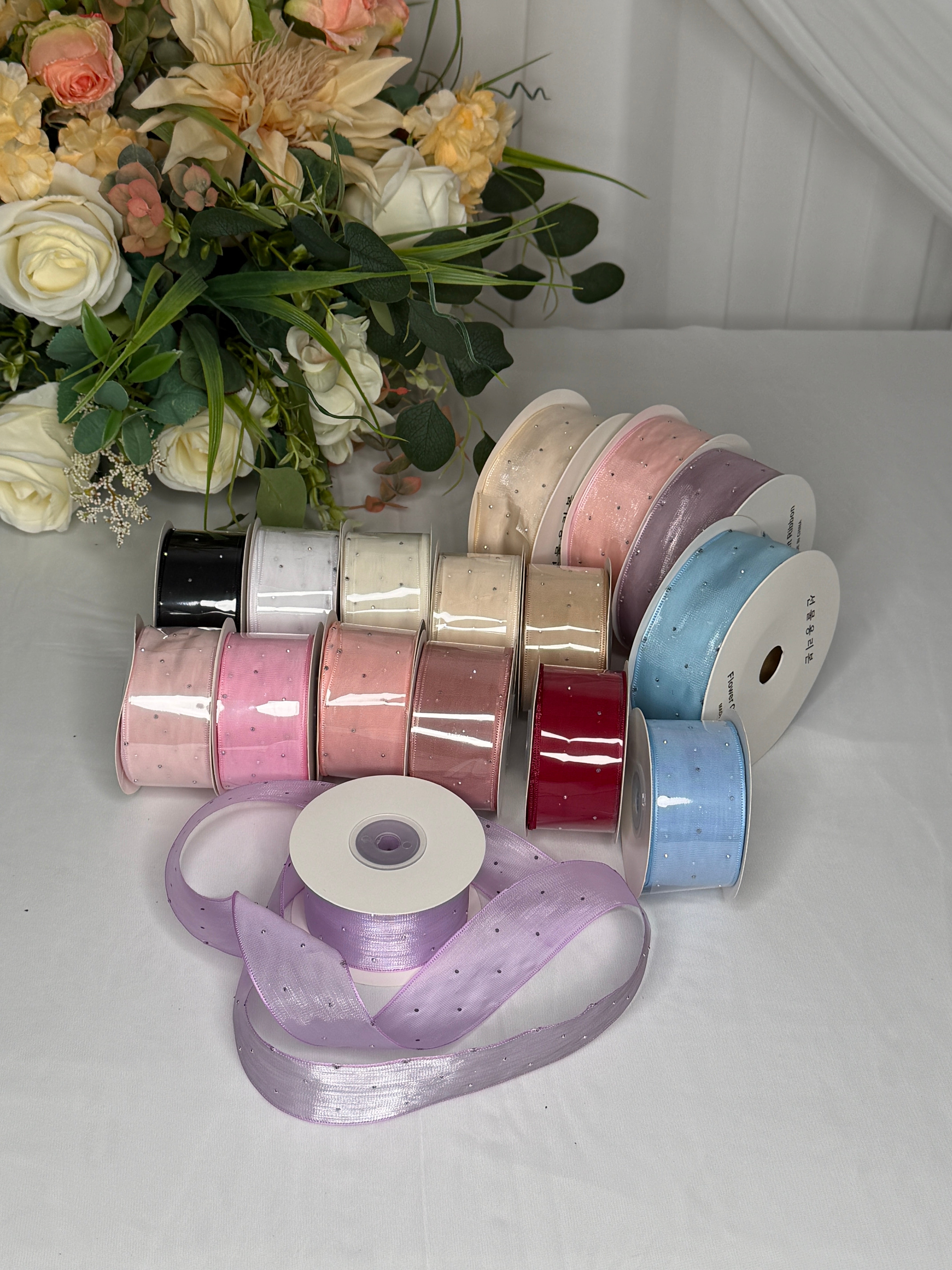 Panglica Organza Cu Strasuri 4cm-18,2metri