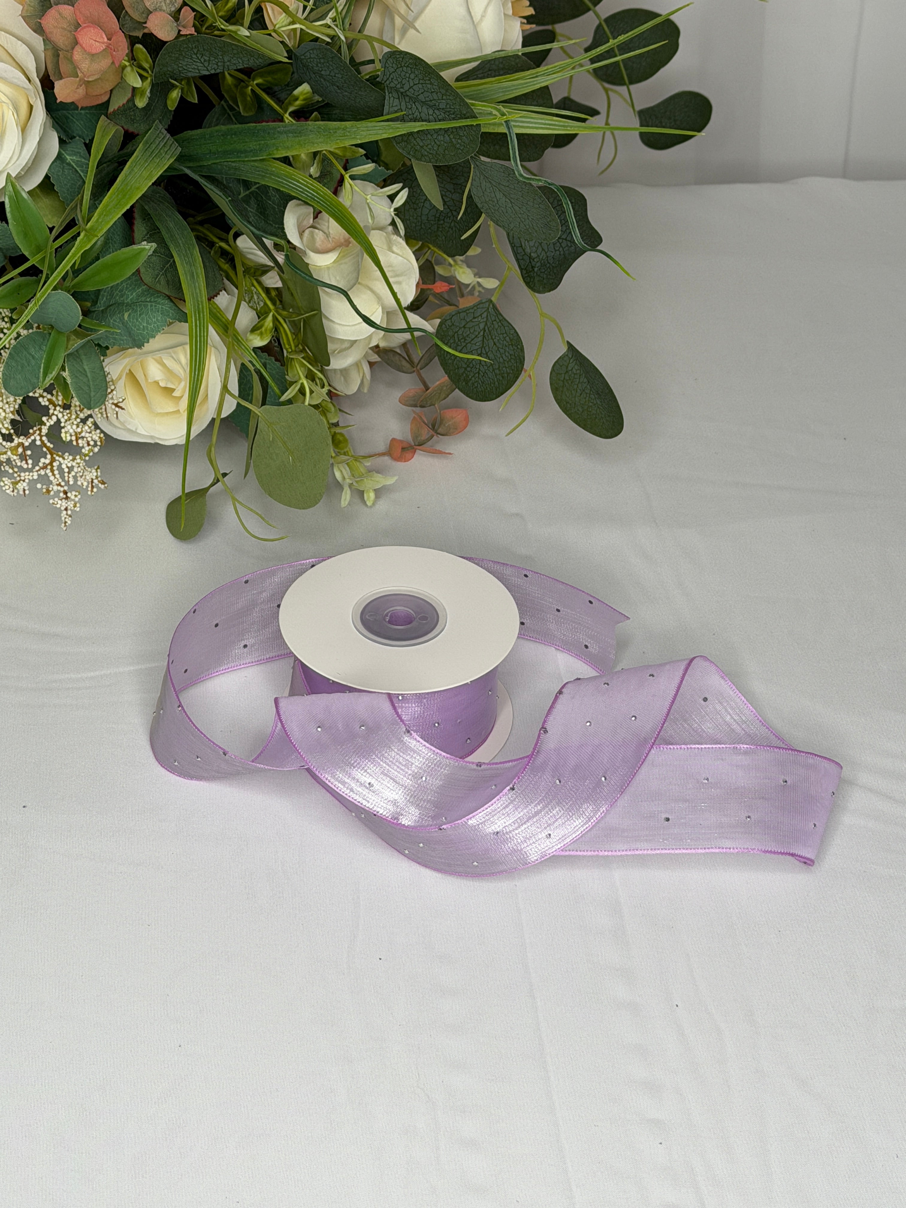 Panglica Organza Cu Strasuri 4cm-18,2metri