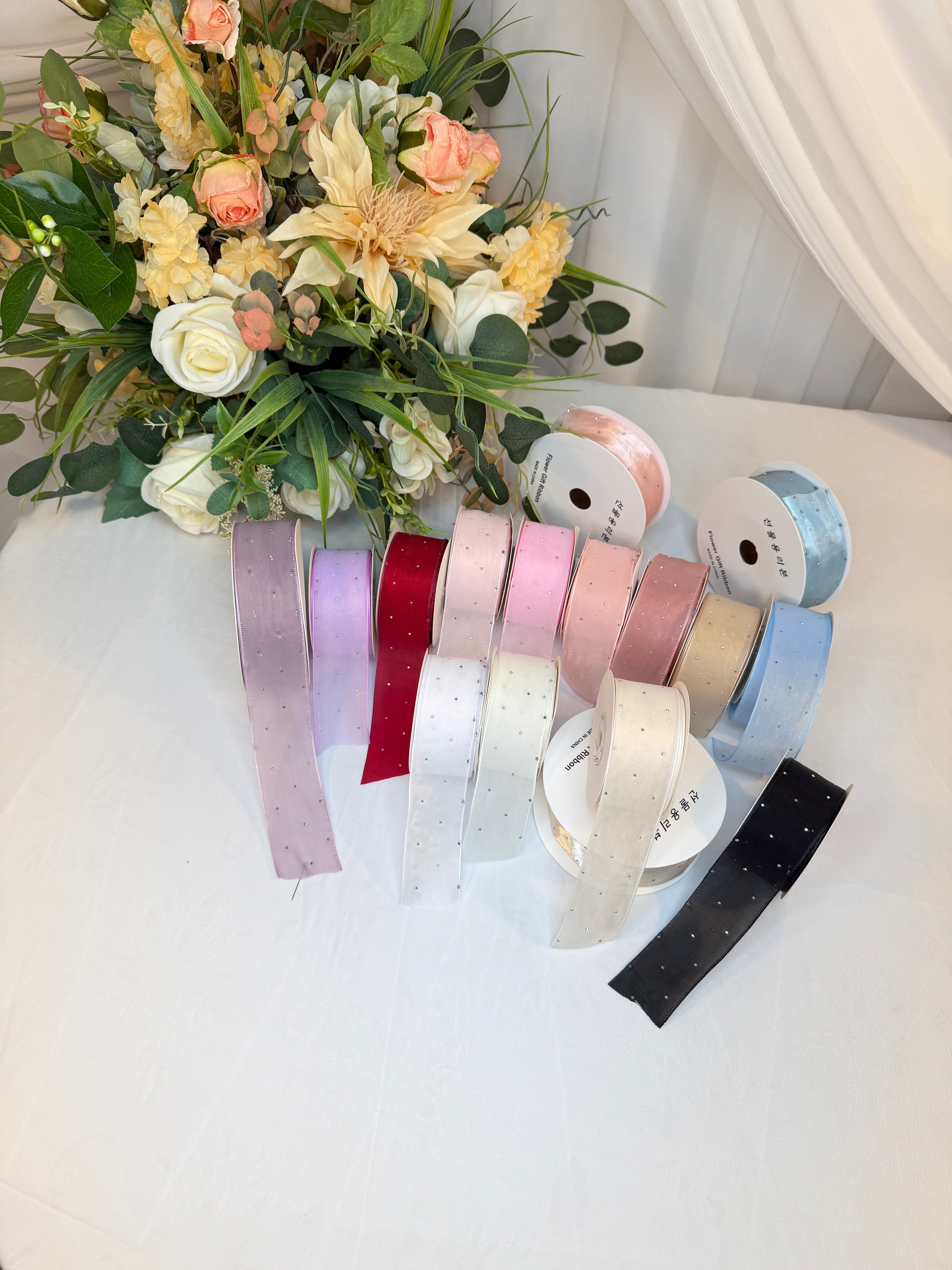 Panglica Organza Cu Strasuri 4cm-18,2metri