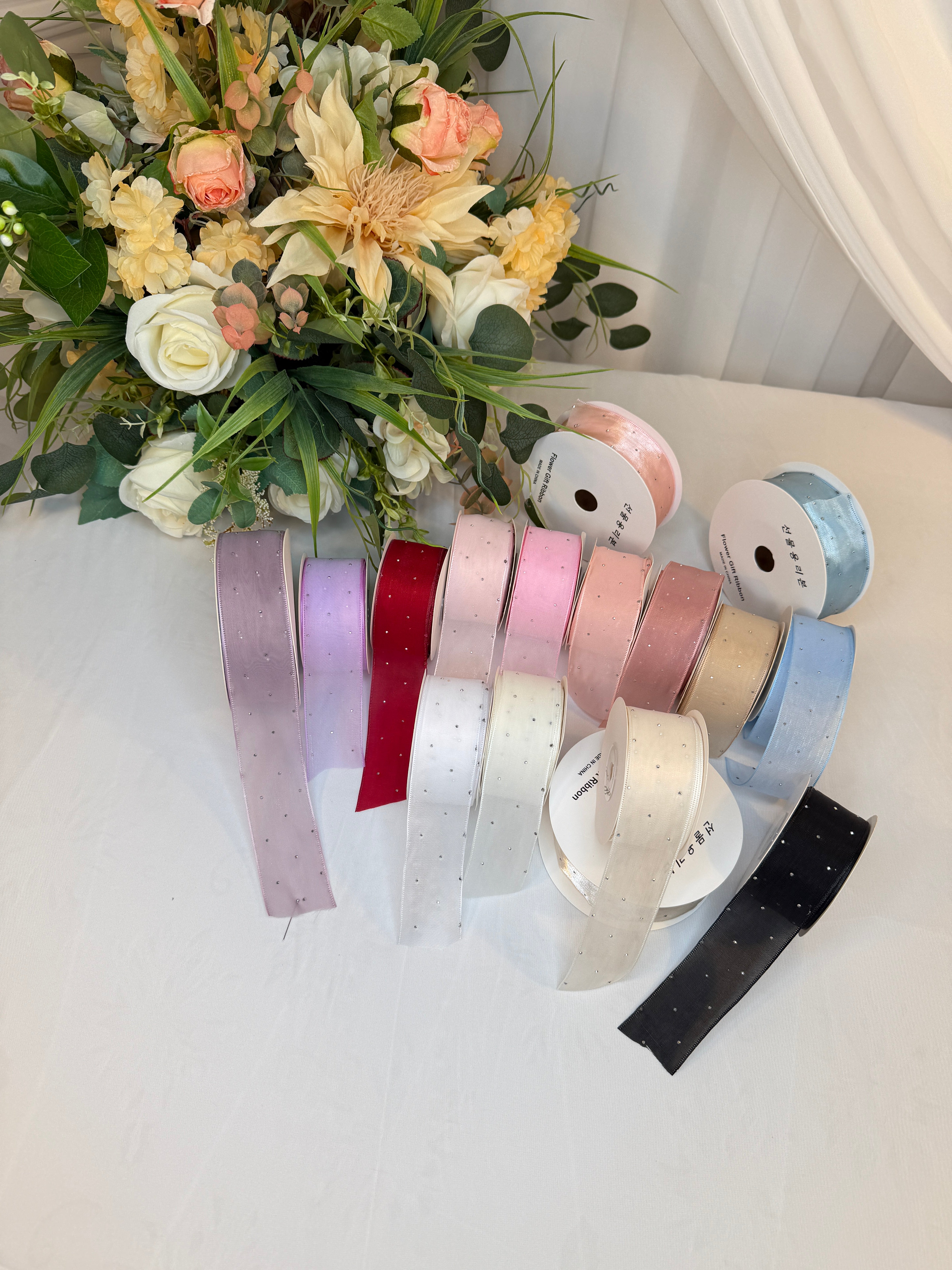 Panglica Organza Cu Strasuri 4cm-18,2metri