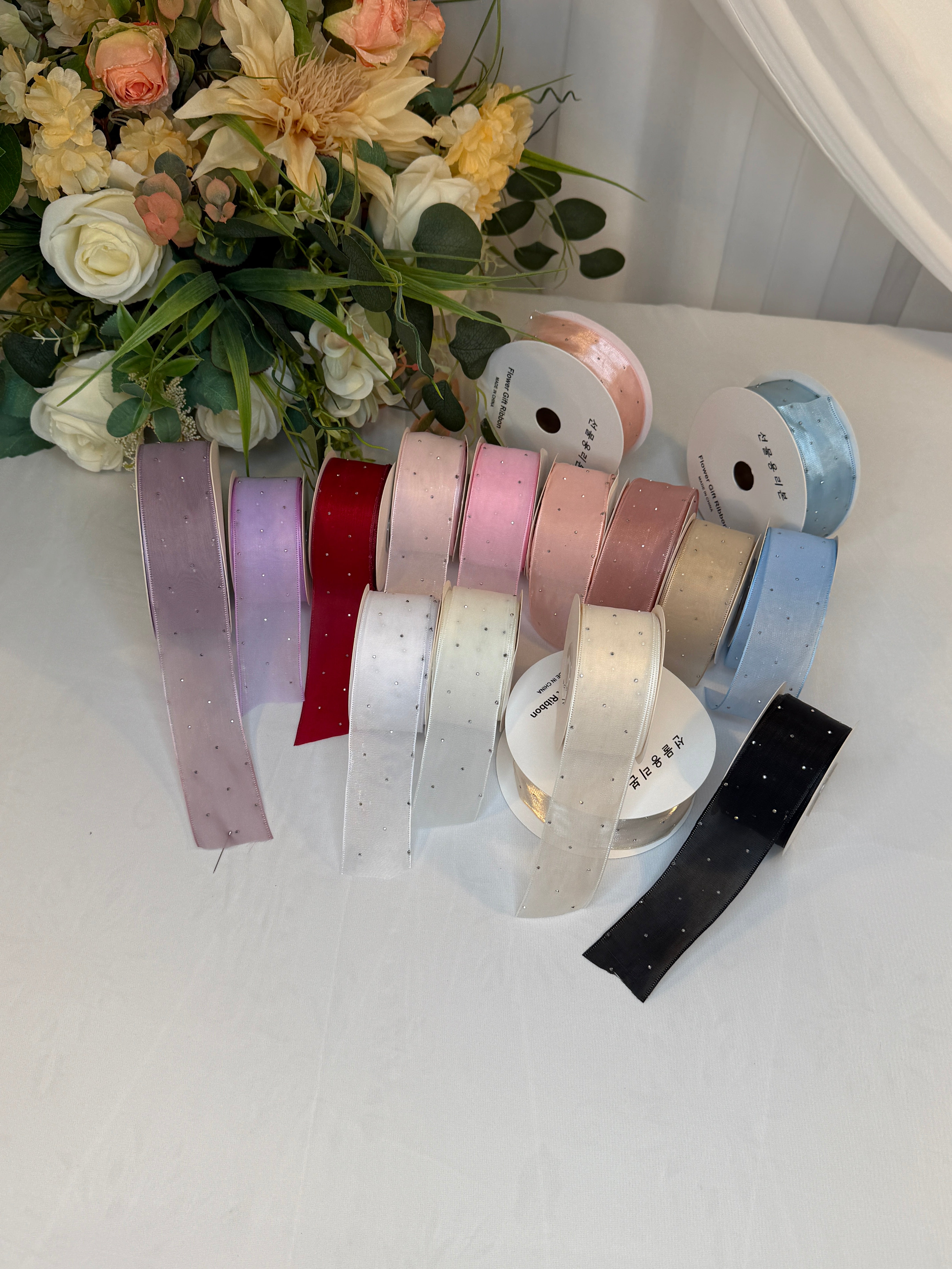 Panglica Organza Cu Strasuri 4cm-18,2metri