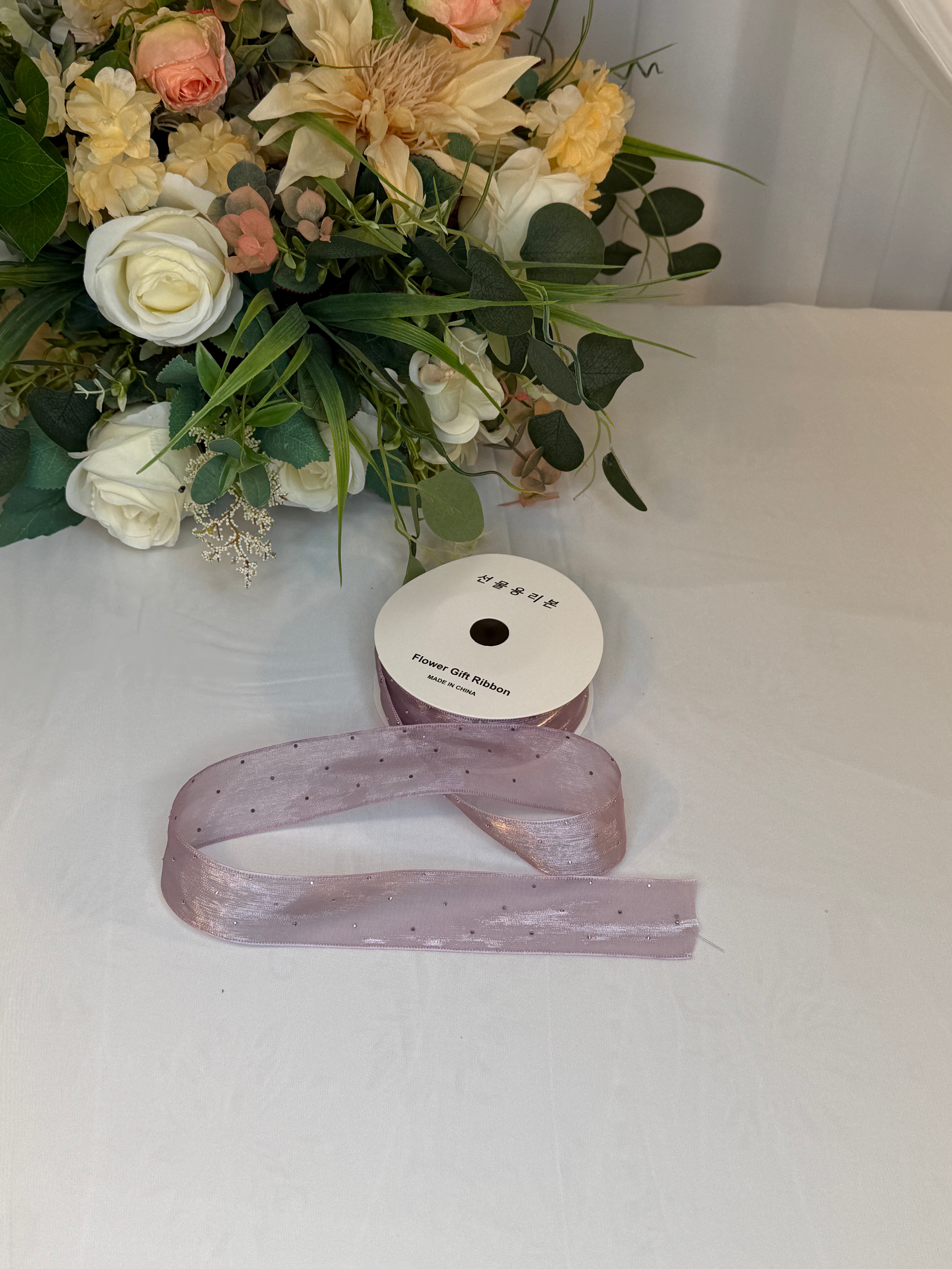 Panglica Organza Cu Strasuri 4cm-18,2metri