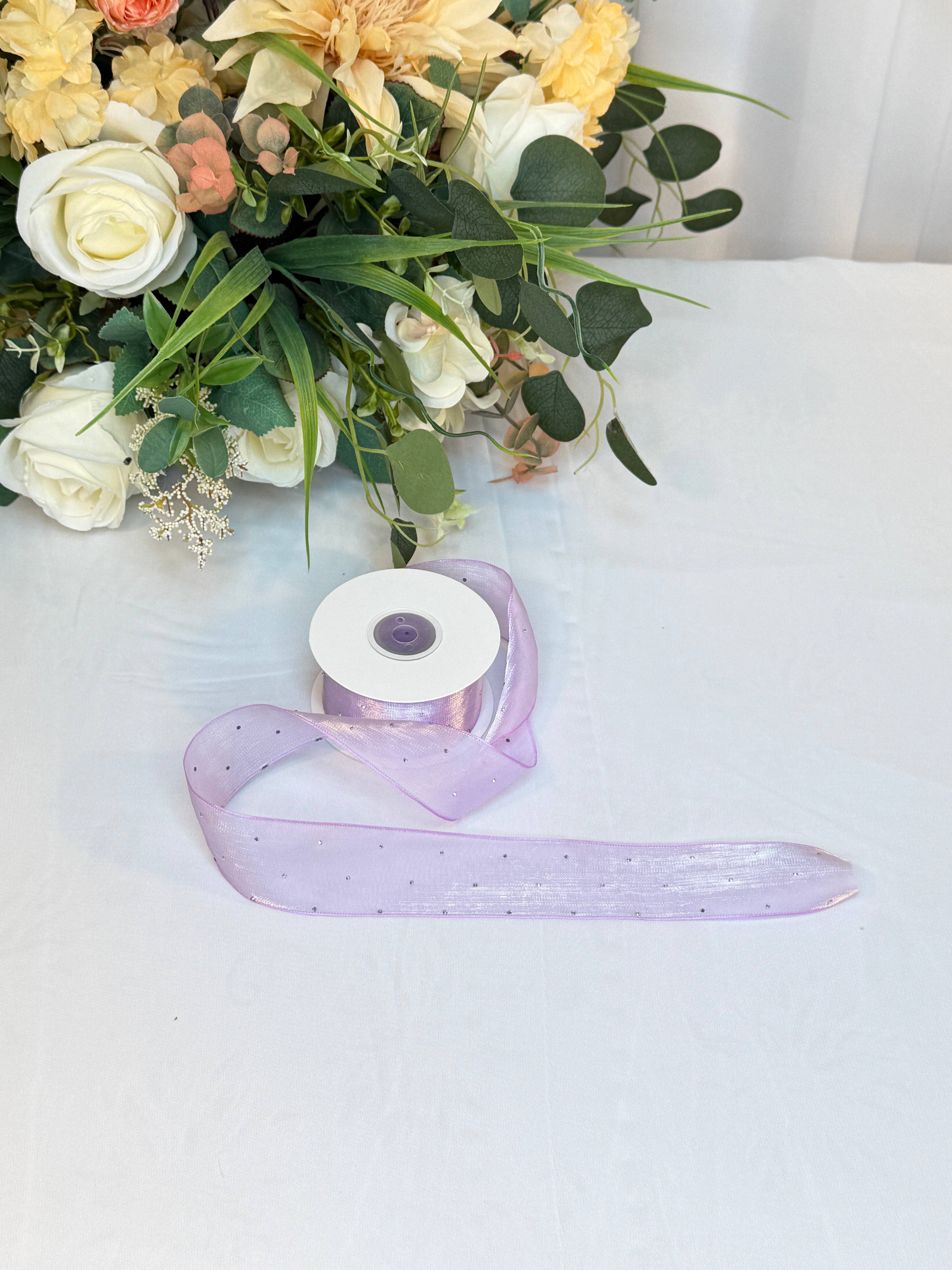 Panglica Organza Cu Strasuri 4cm-18,2metri