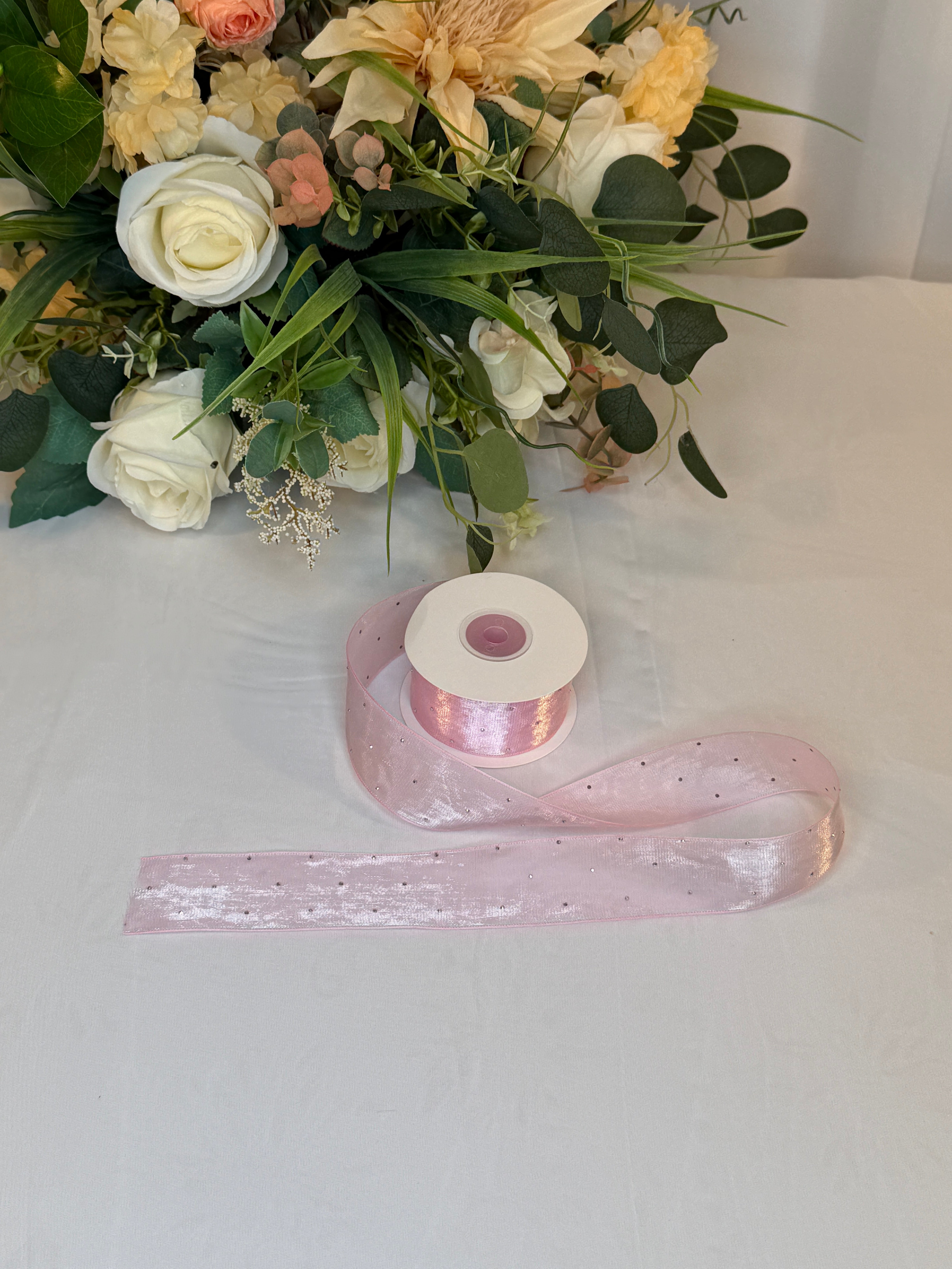 Panglica Organza Cu Strasuri 4cm-18,2metri