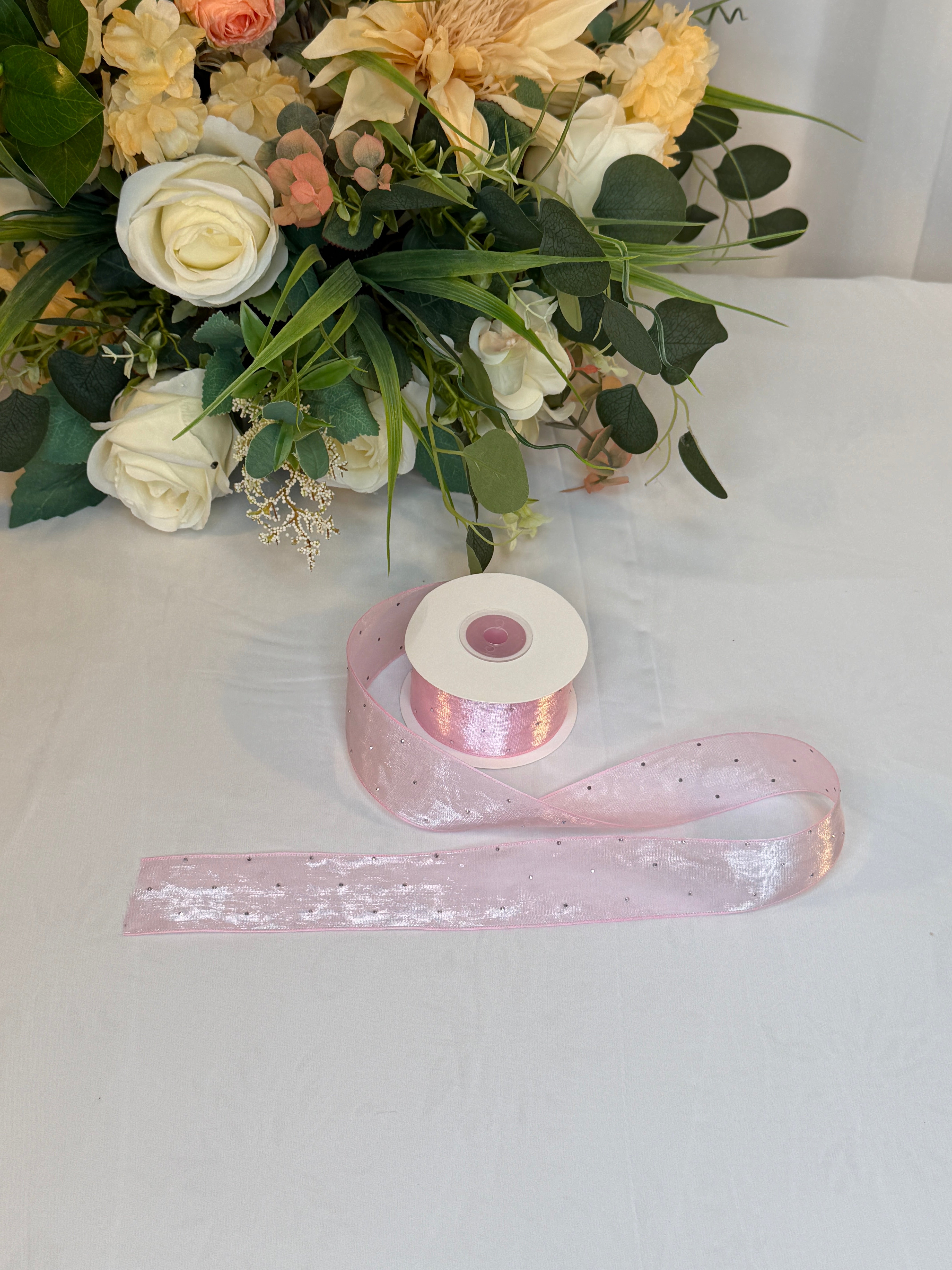 Panglica Organza Cu Strasuri 4cm-18,2metri