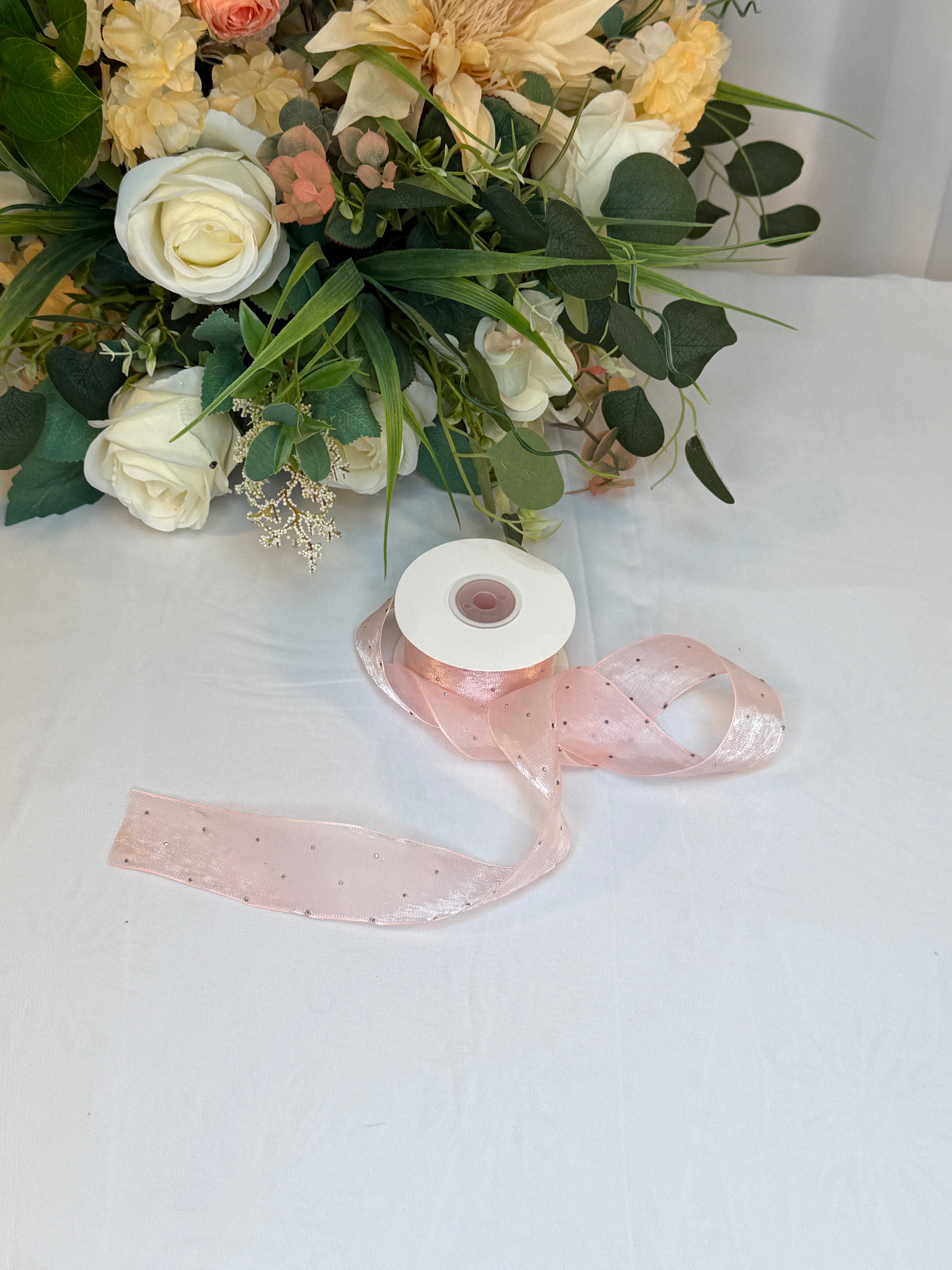 Panglica Organza Cu Strasuri 4cm-18,2metri