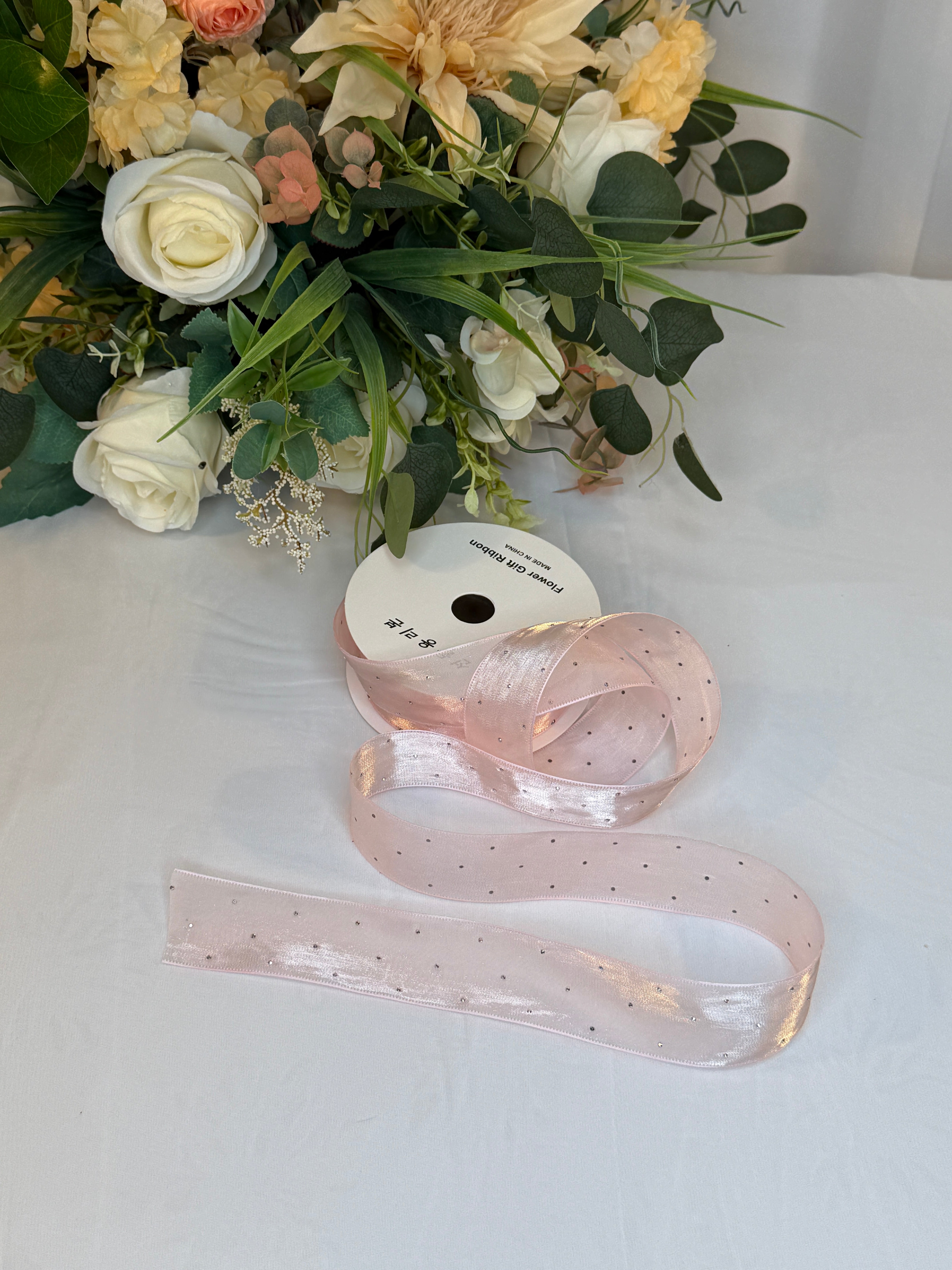 Panglica Organza Cu Strasuri 4cm-18,2metri