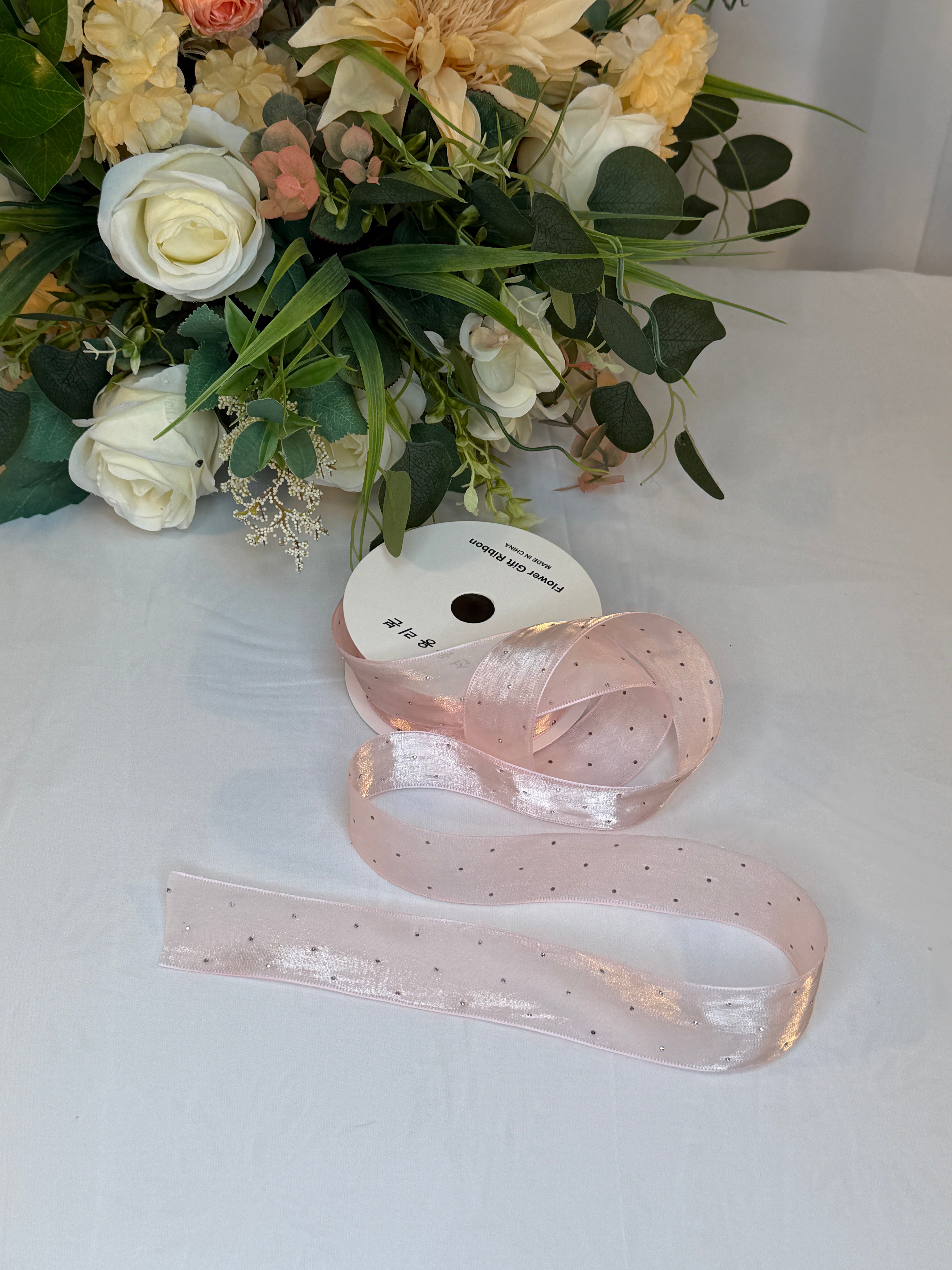 Panglica Organza Cu Strasuri 4cm-18,2metri