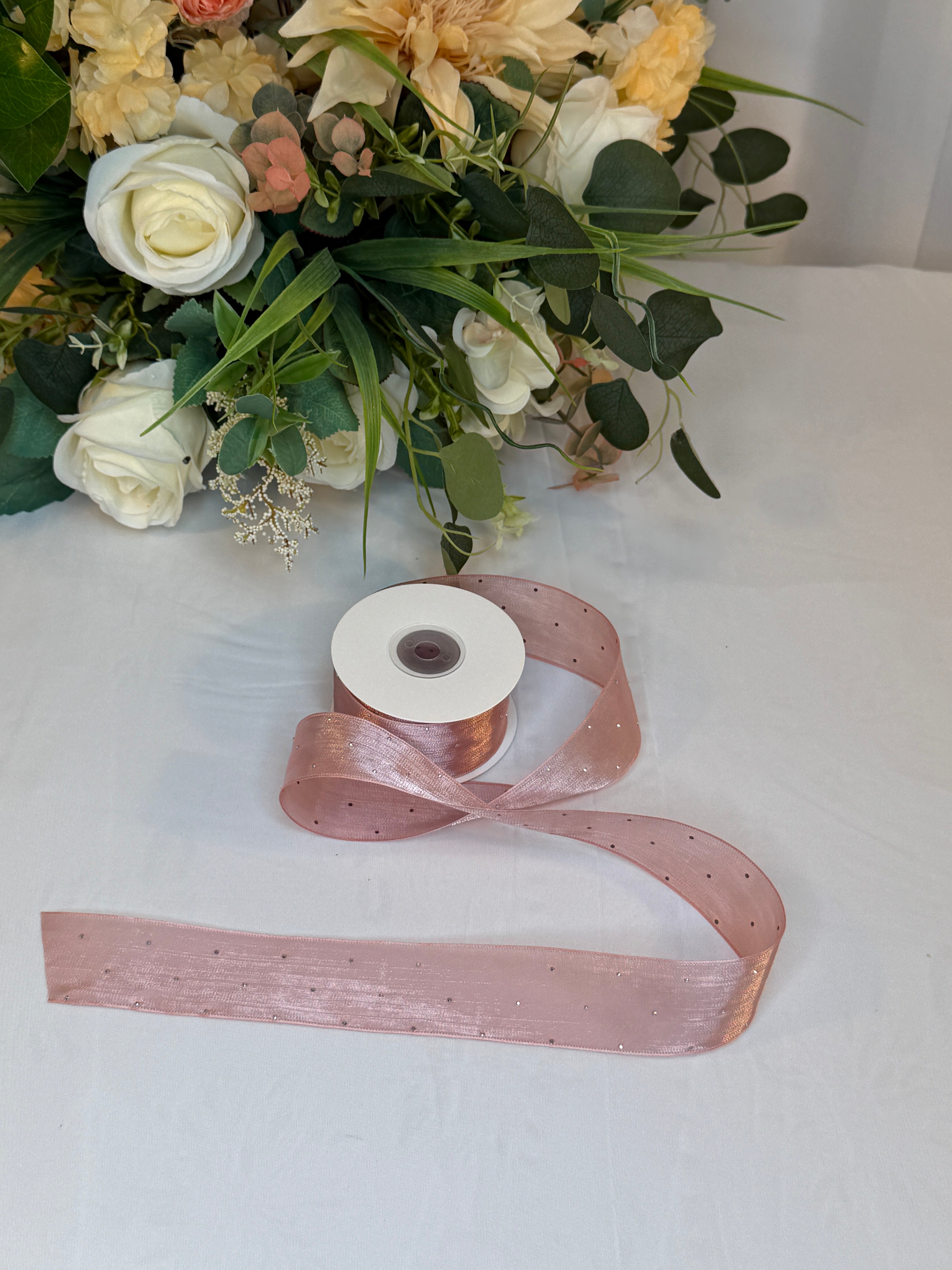 Panglica Organza Cu Strasuri 4cm-18,2metri