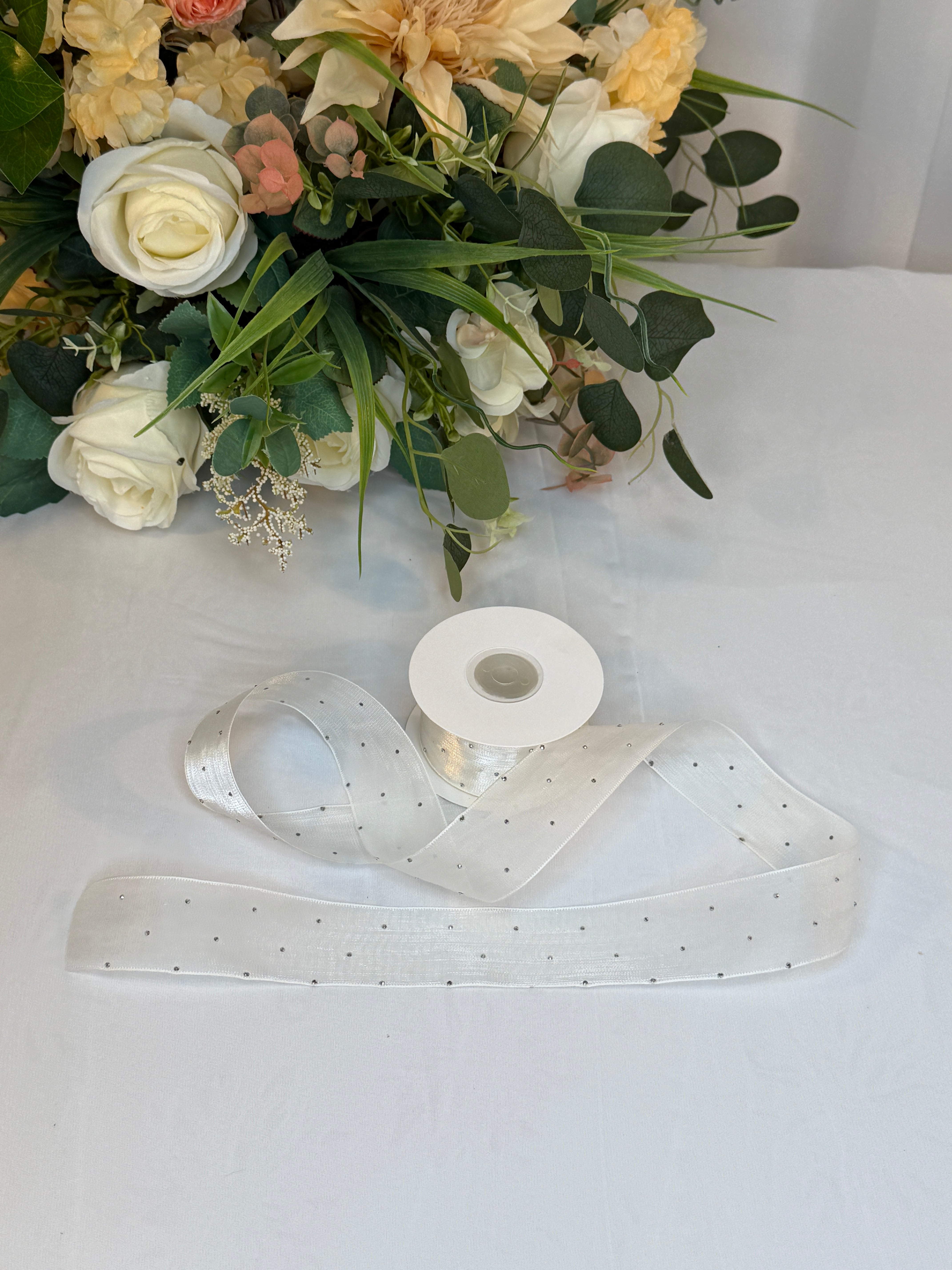 Panglica Organza Cu Strasuri 4cm-18,2metri