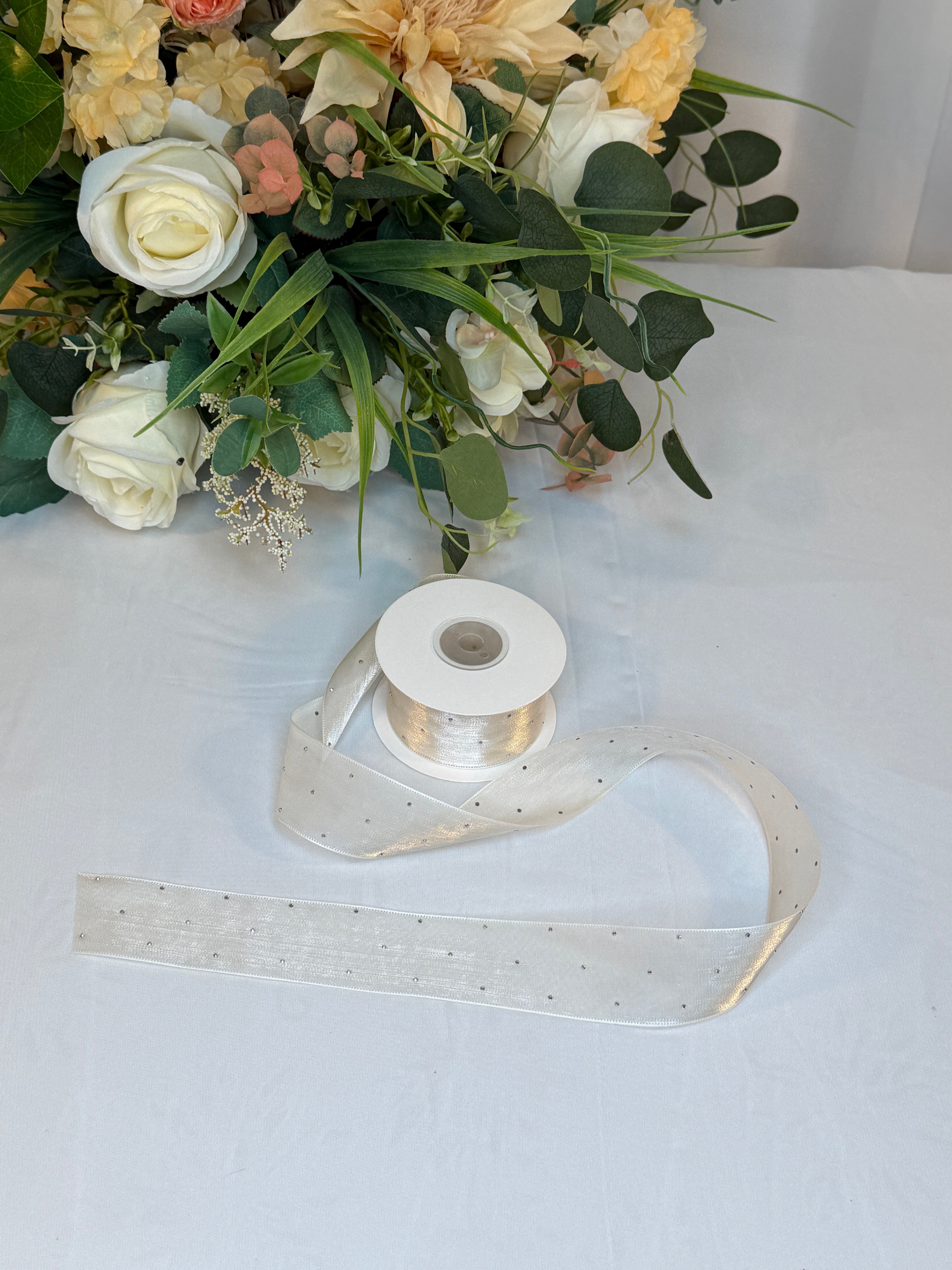 Panglica Organza Cu Strasuri 4cm-18,2metri