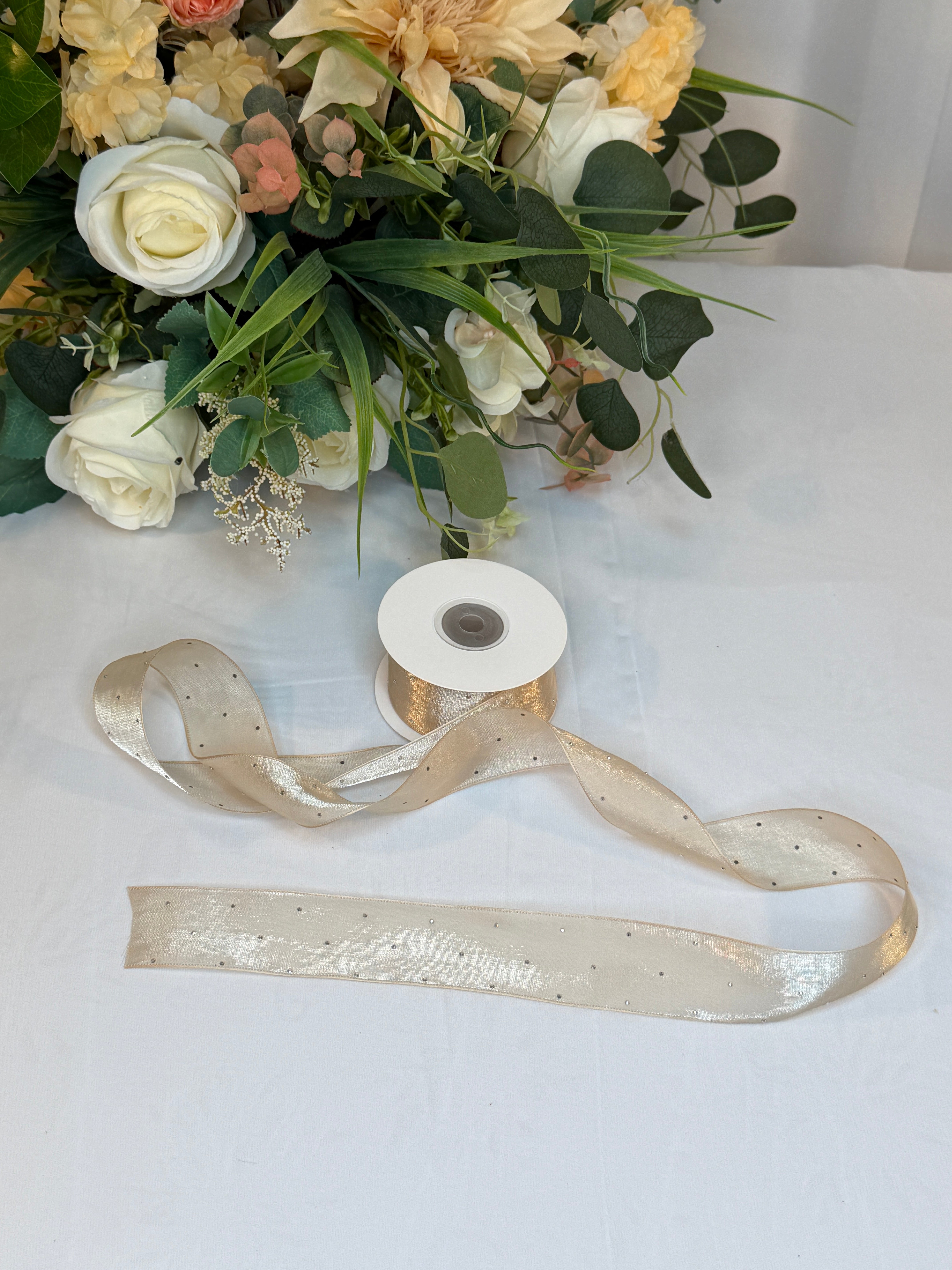 Panglica Organza Cu Strasuri 4cm-18,2metri