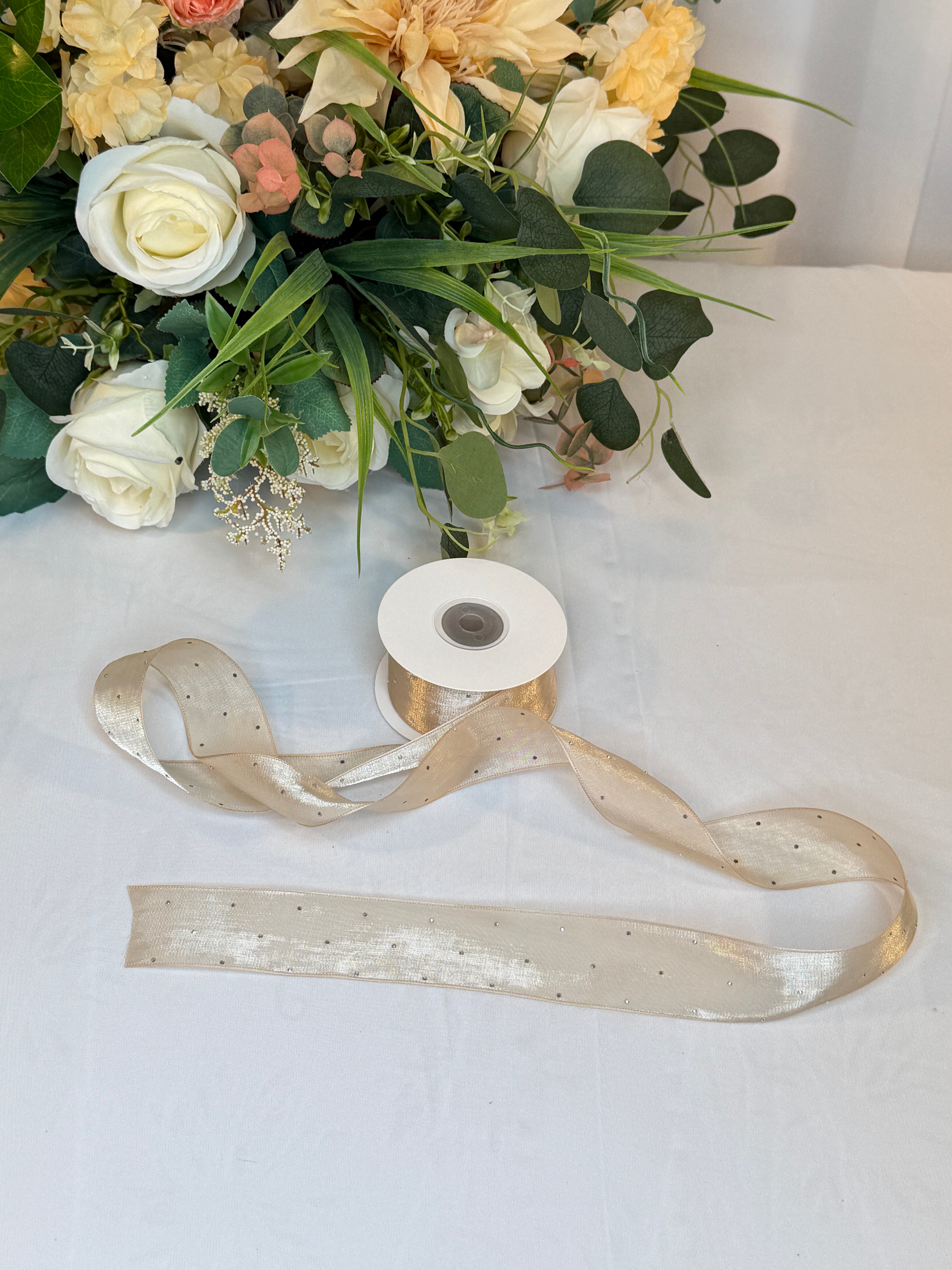 Panglica Organza Cu Strasuri 4cm-18,2metri