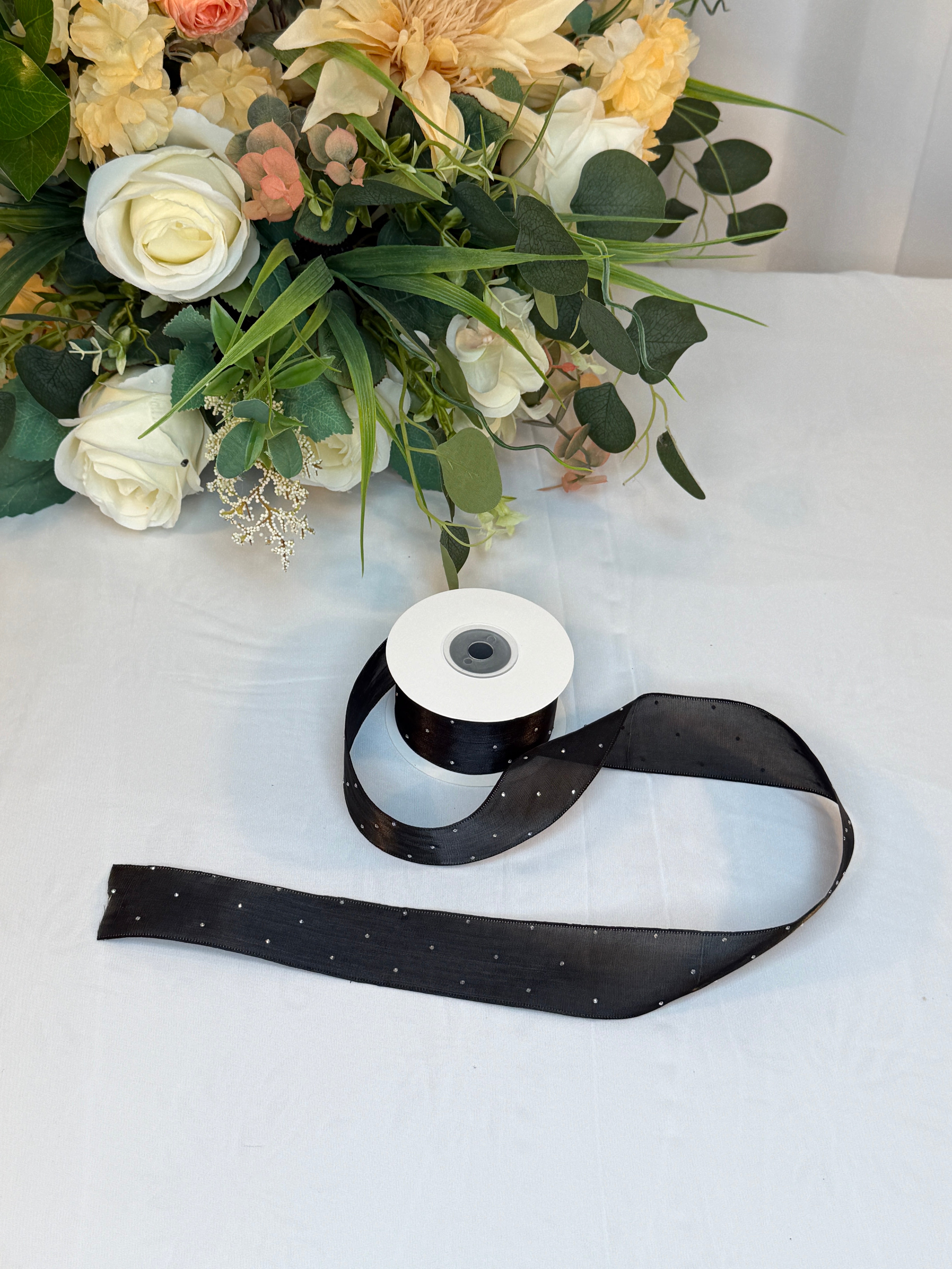 Panglica Organza Cu Strasuri 4cm-18,2metri