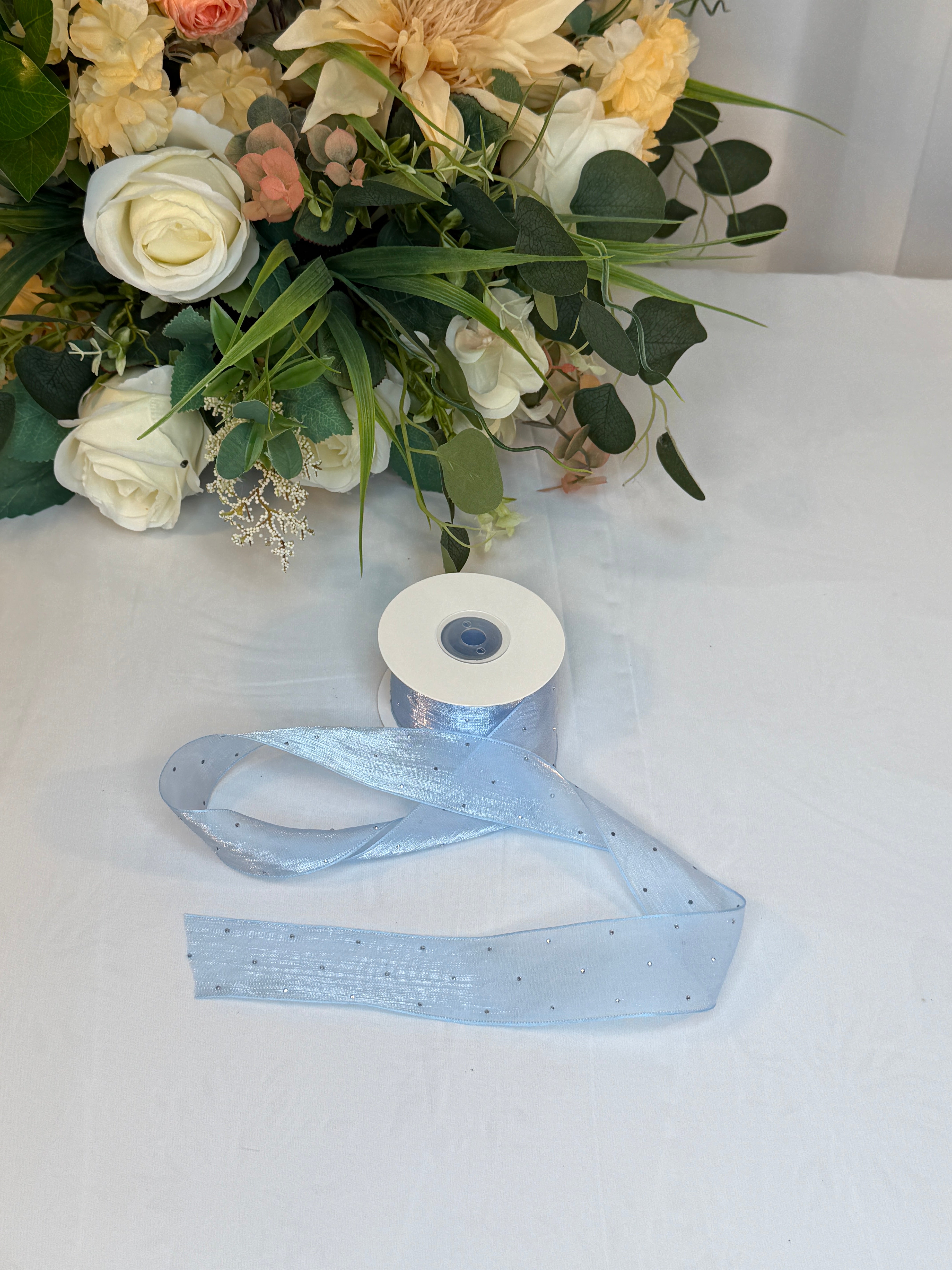 Panglica Organza Cu Strasuri 4cm-18,2metri