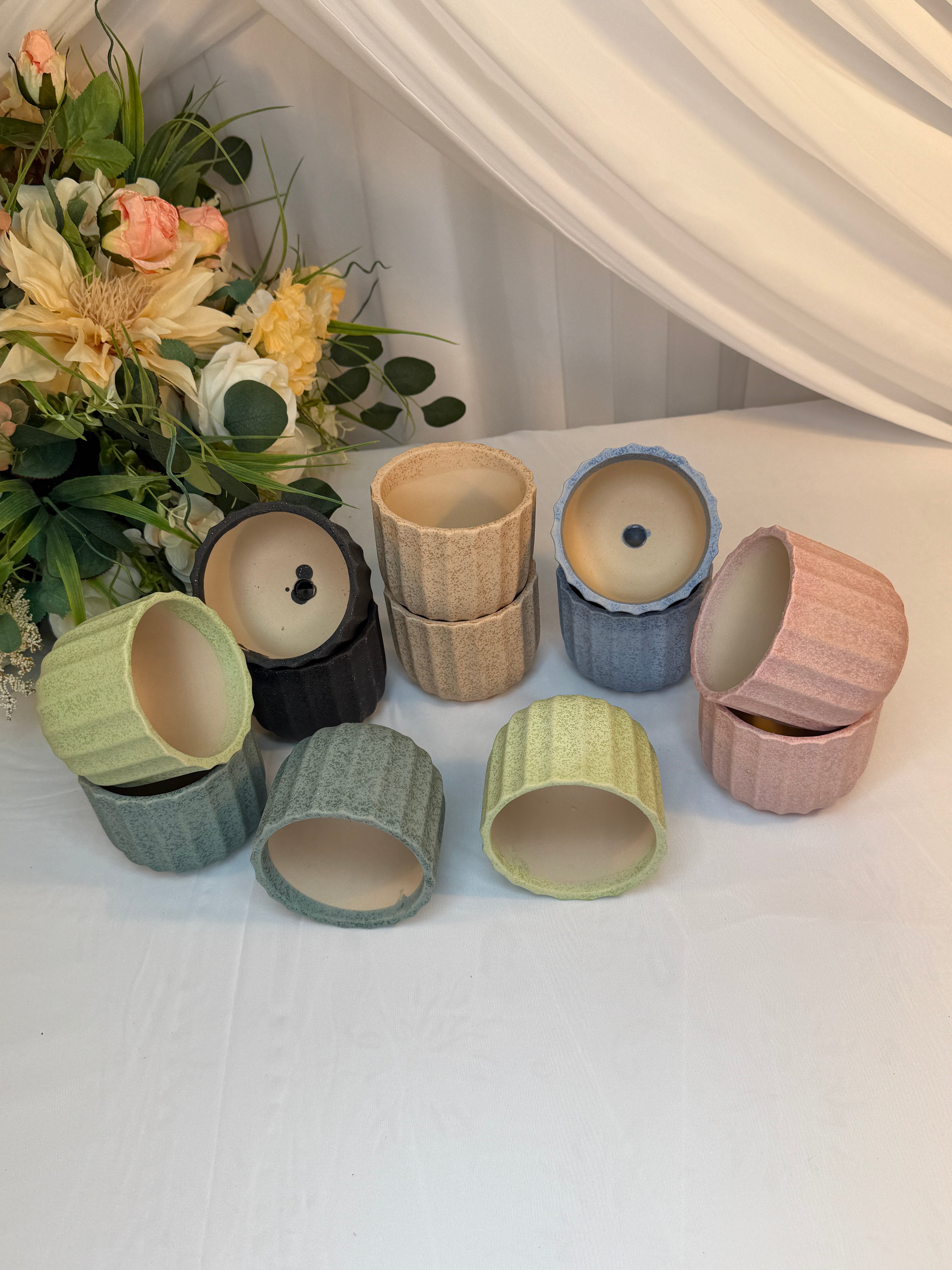 Ghiveci Flori Ceramica cu Finisaj Stropit 12/set H 8cm