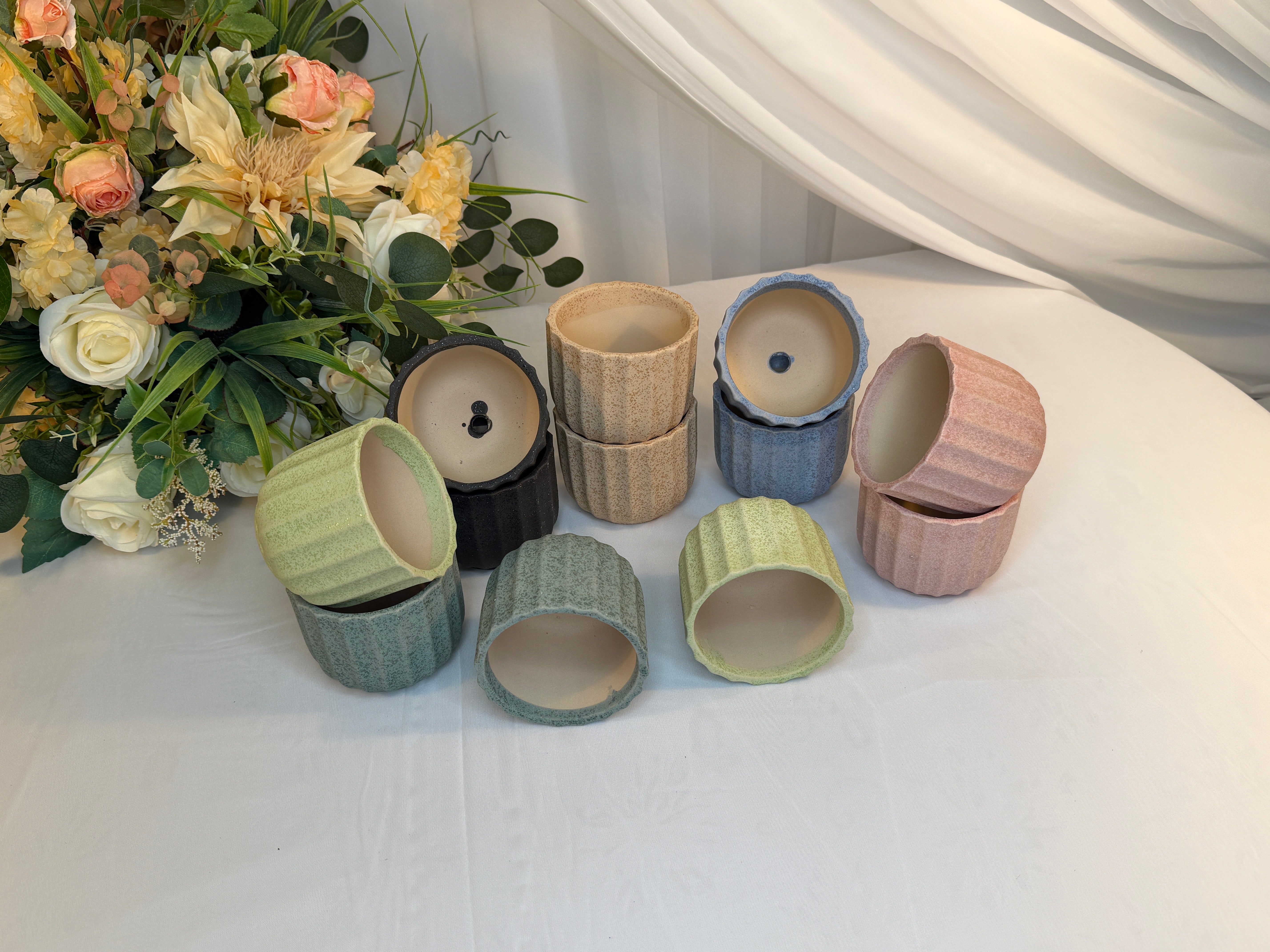 Ghiveci Flori Ceramica cu Finisaj Stropit 12/set H 8cm