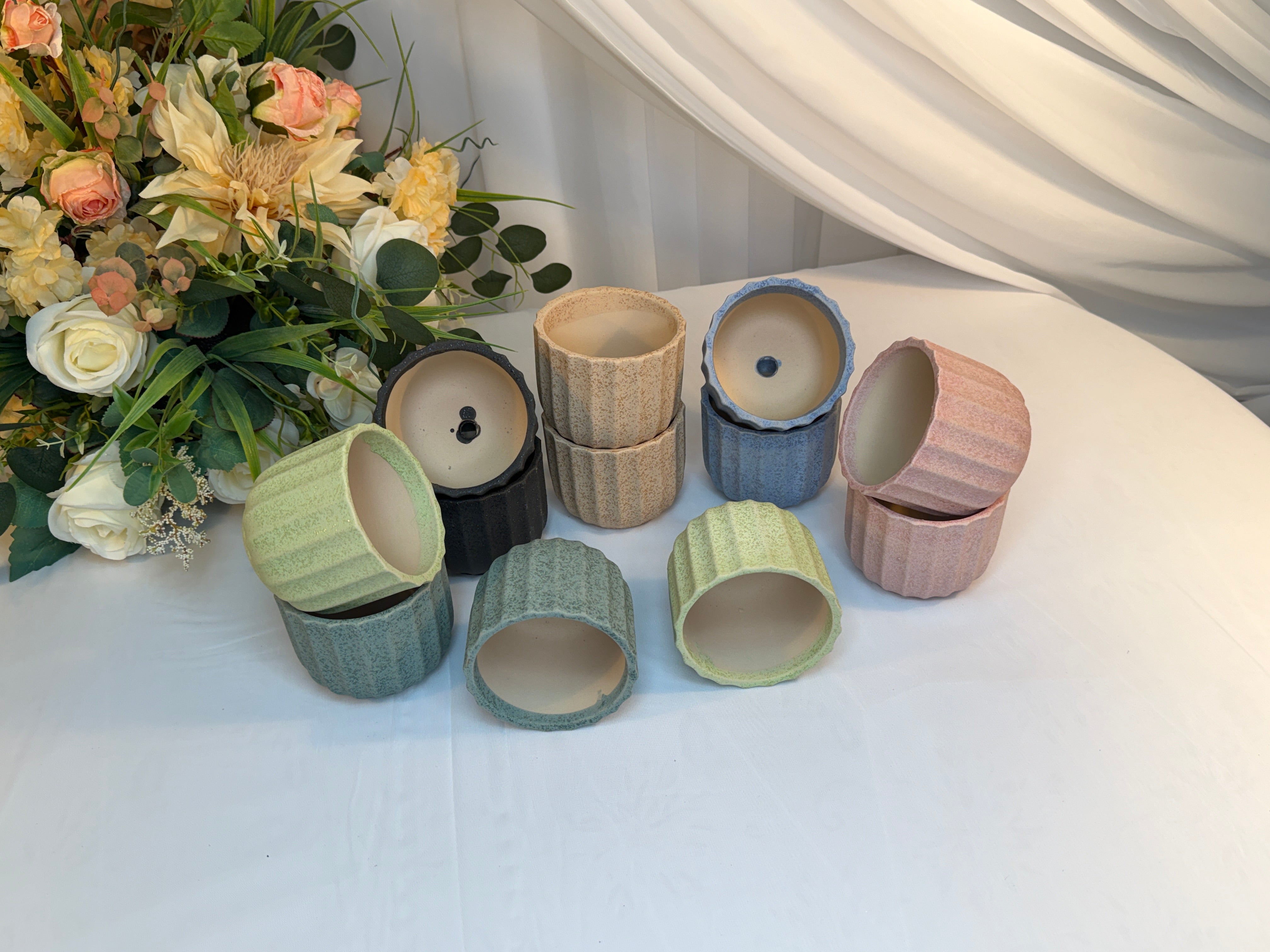 Ghiveci Flori Ceramica cu Finisaj Stropit 12/set H 8cm