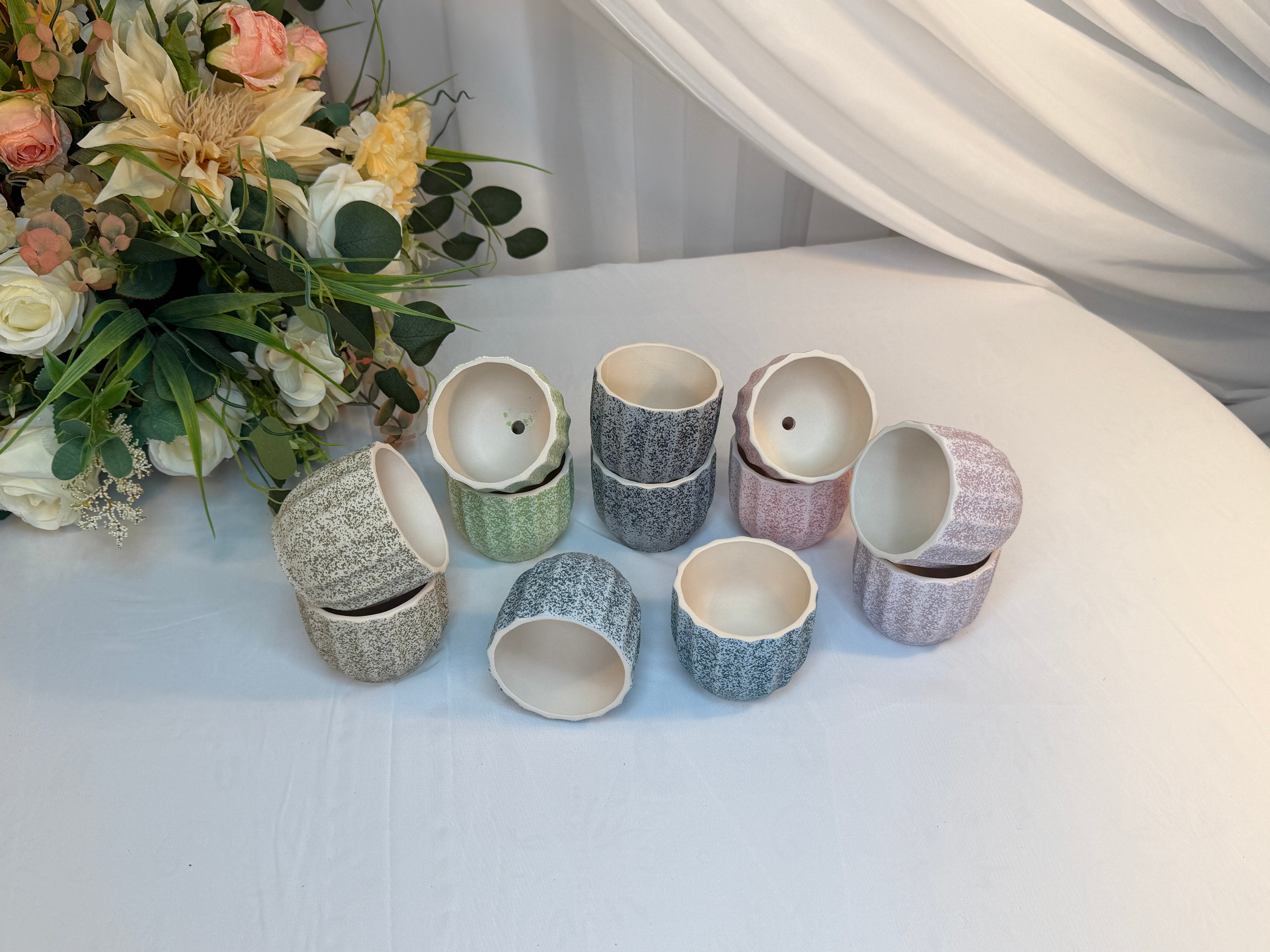 Ghiveci Flori Ceramica cu Finisaj Stropit 12/set H 7cm