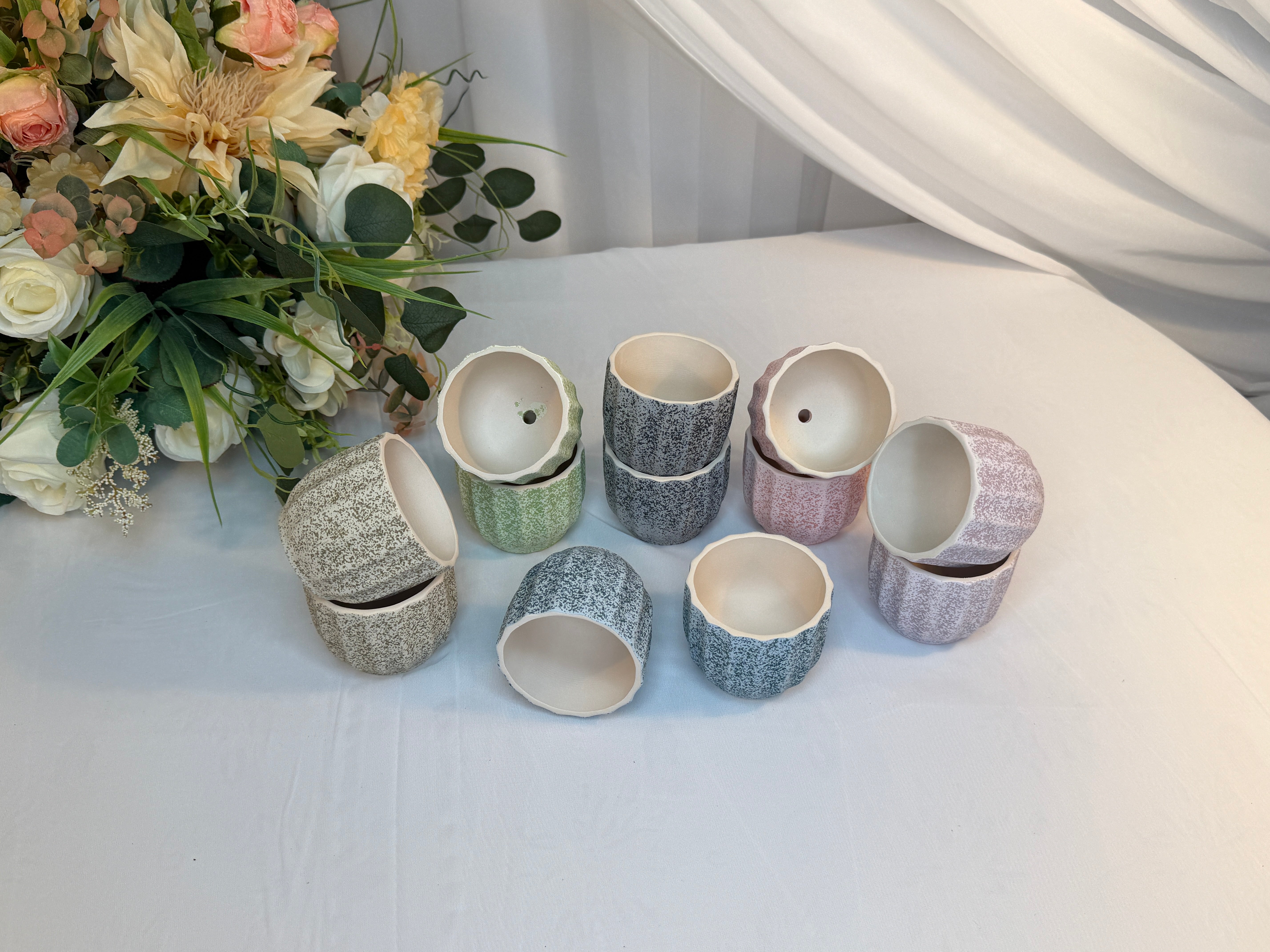 Ghiveci Flori Ceramica cu Finisaj Stropit 12/set H 7cm