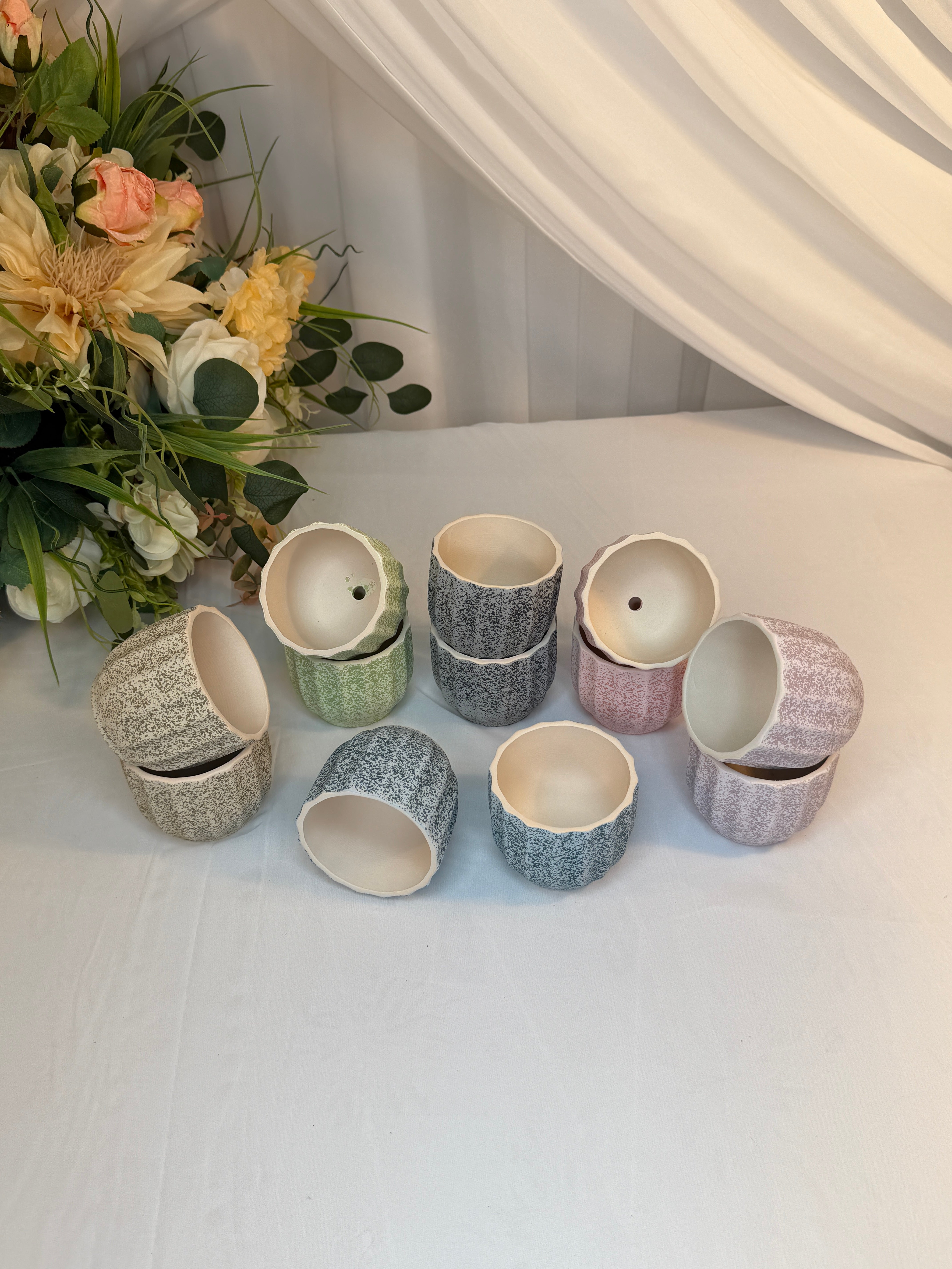 Ghiveci Flori Ceramica cu Finisaj Stropit 12/set H 7cm