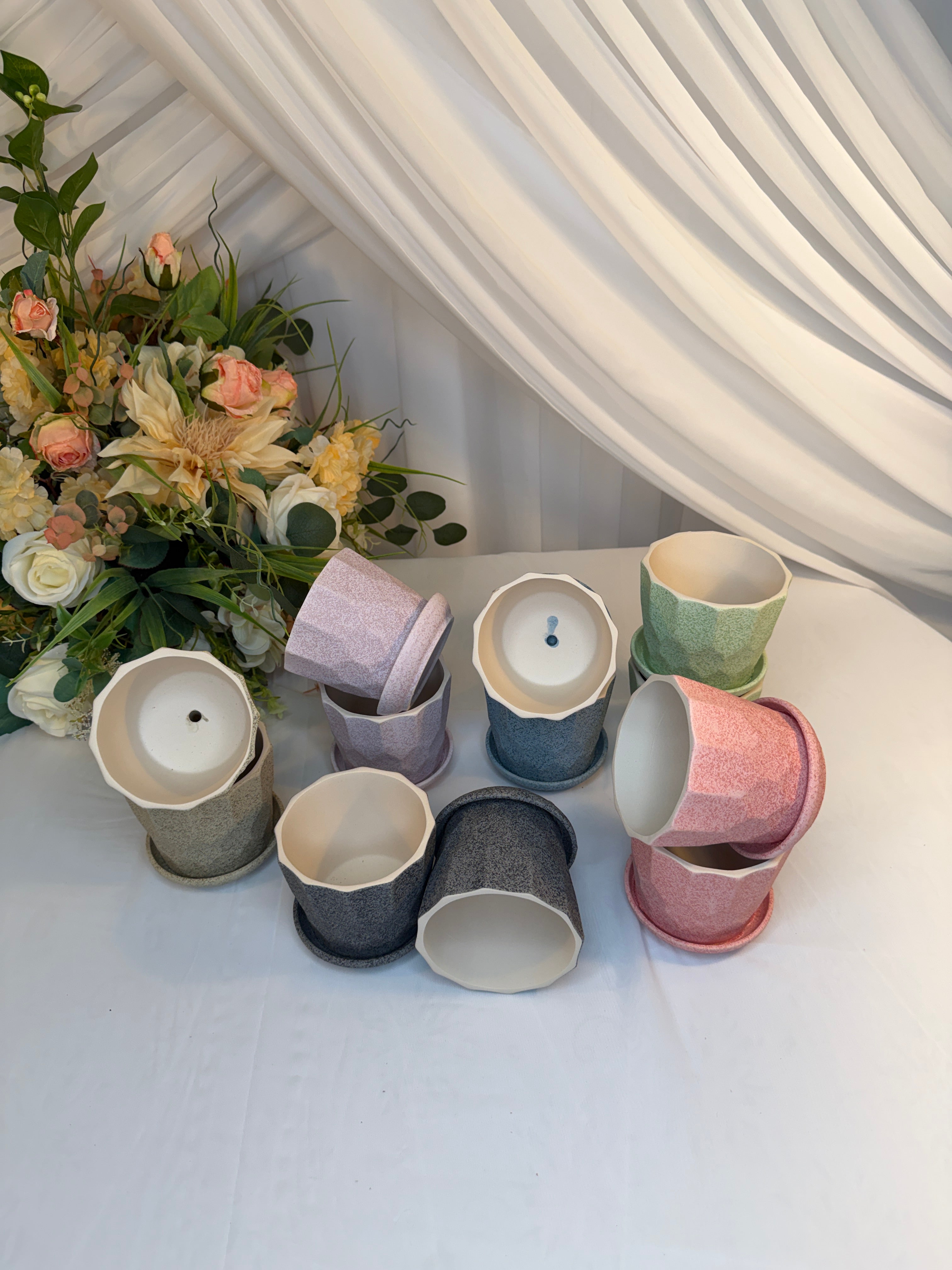 Ghiveci Flori Ceramica cu Farfurioara 12/set