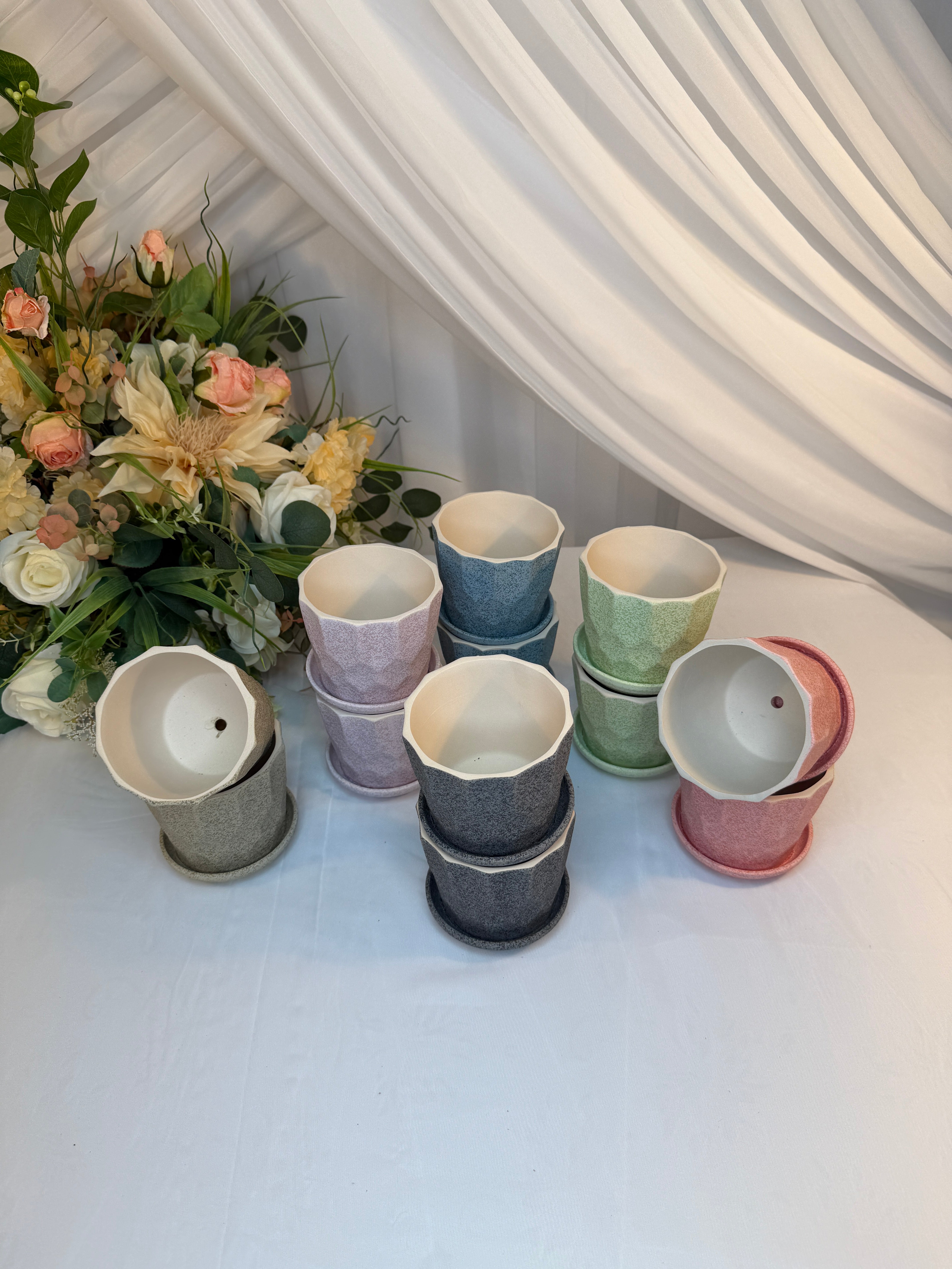 Ghiveci Flori Ceramica cu Farfurioara 12/set