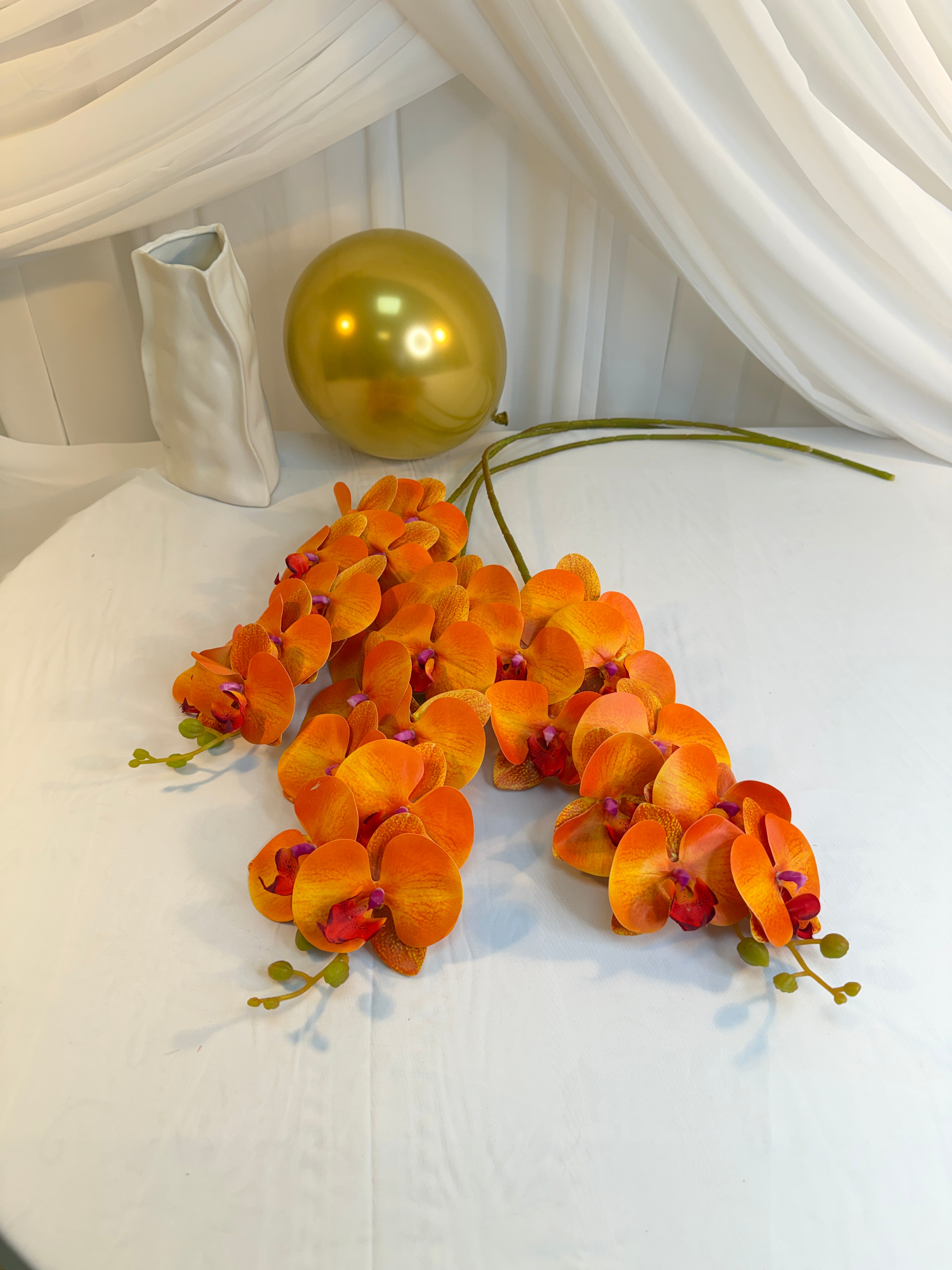 Orhidee artificiala 9 flori 24 Portocaliu