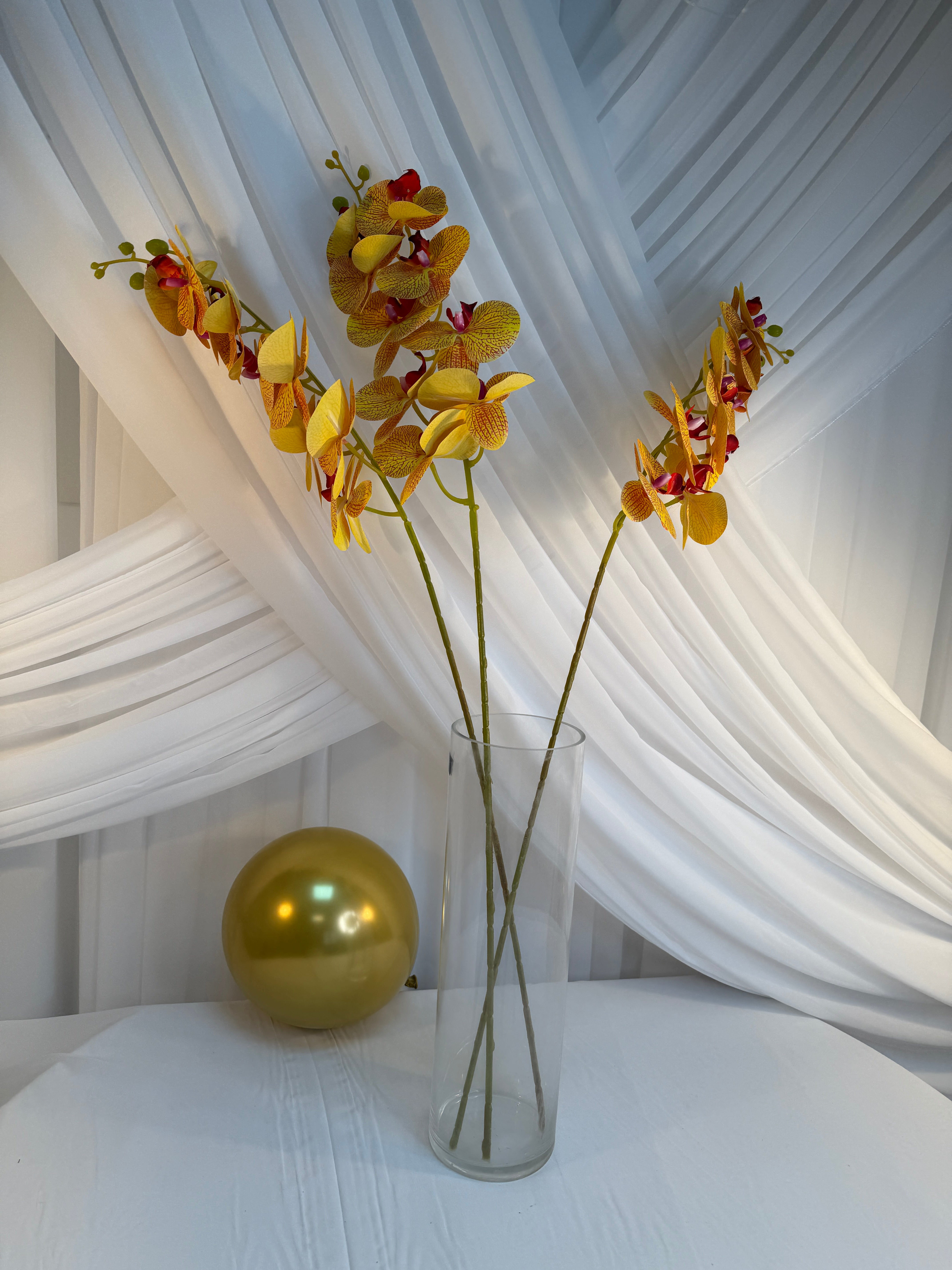 Orhidee artificiala 9 flori 14 Galben-Portocaliu