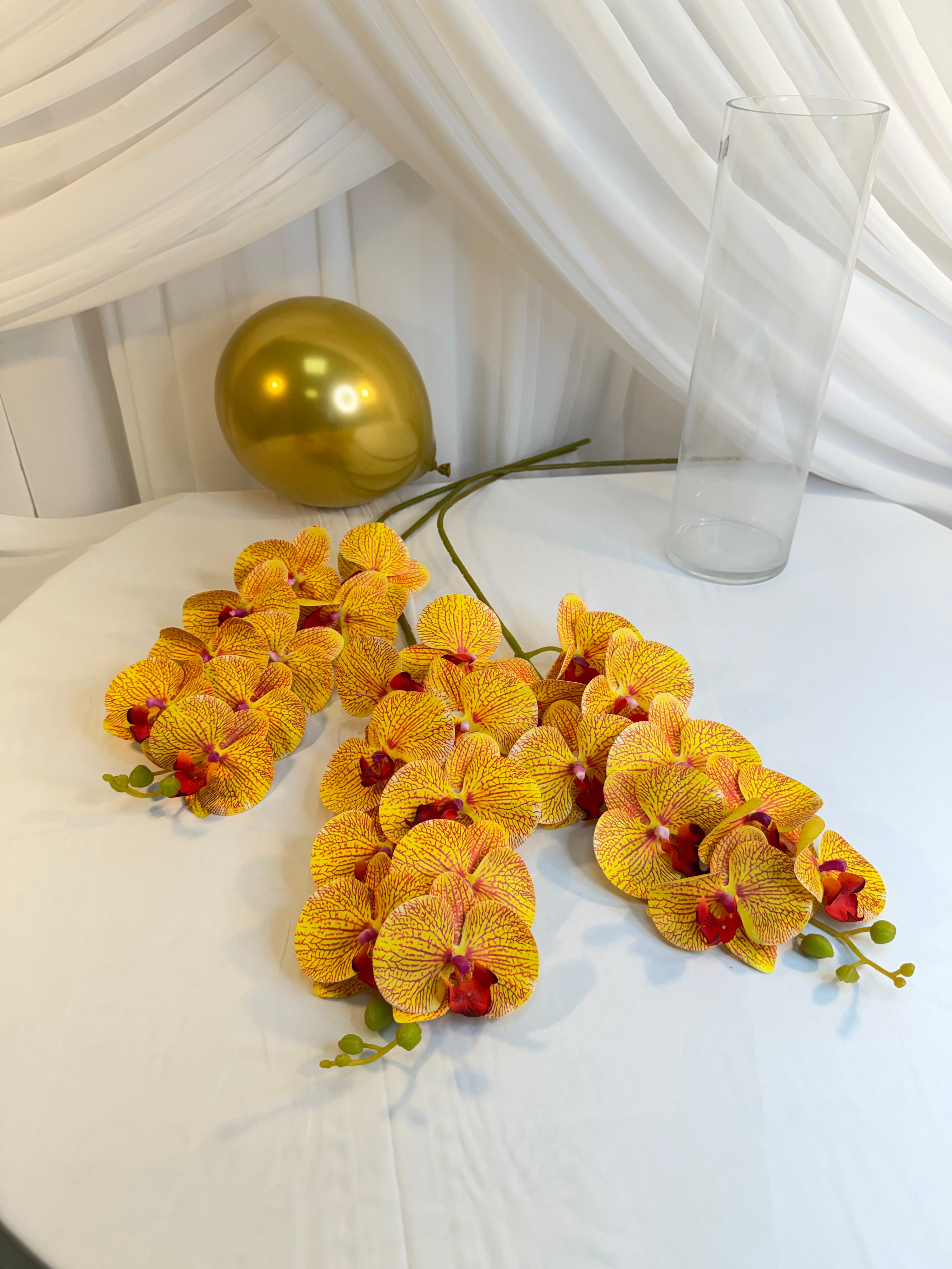 Orhidee artificiala 9 flori 14 Galben-Portocaliu